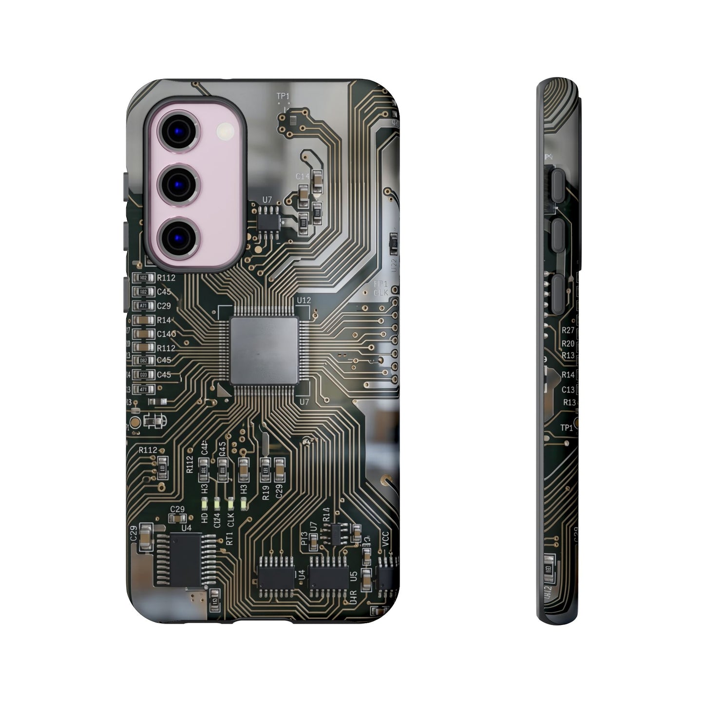 Tough Cases Phone Cases for Samsung Galaxy S25/S24/S23/S22 – Dual Layer, Matte/Glossy Finish, Wireless Charging Compatible, Circuit Board Phone Case — Tech Circuitry Protective Phone Cover
