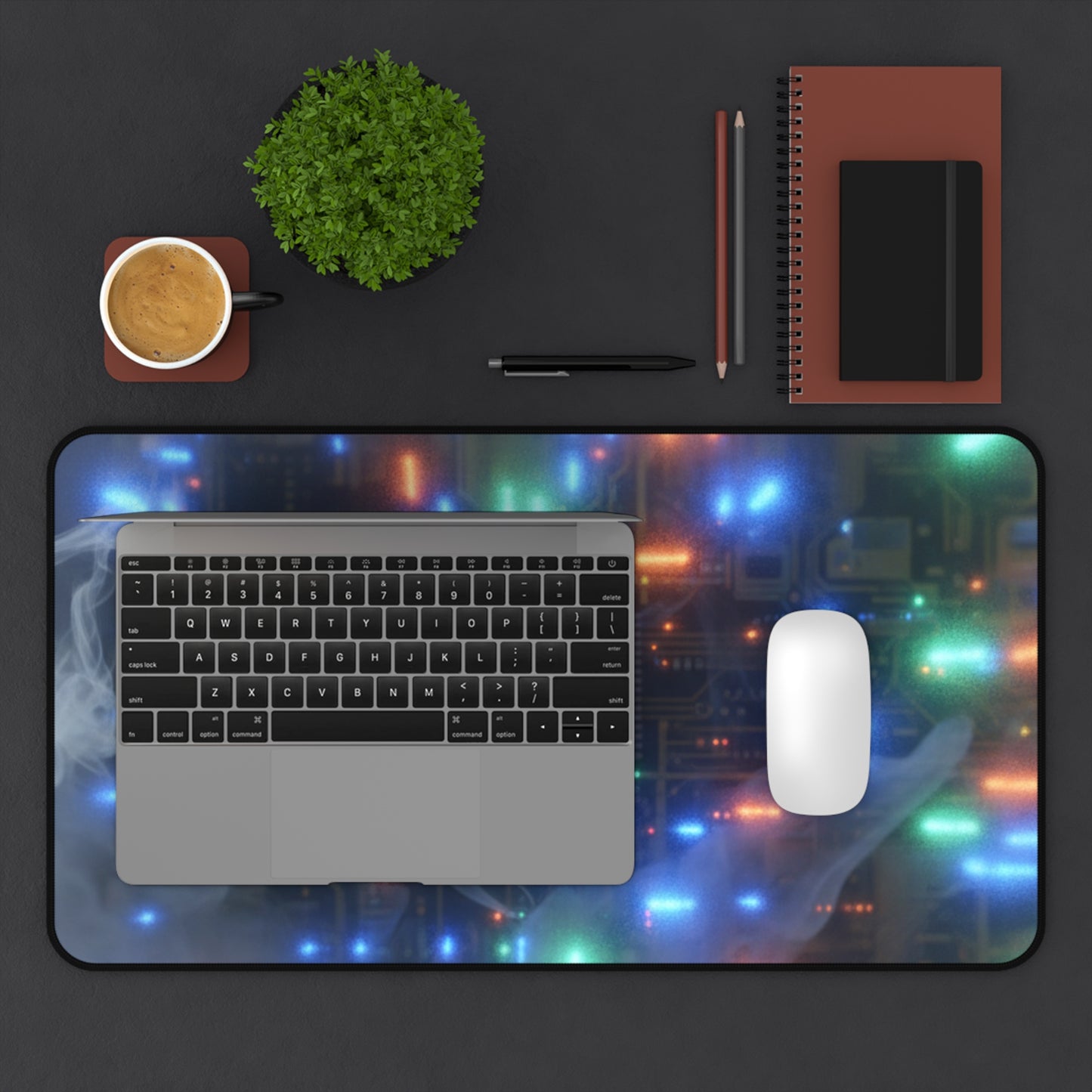 Large Gaming Mouse Pad – Premium Mouse Pad & Tech Accessory for Home & Office, Premium Desk Mat, Gaming Mouse Pad, Non-slip, Circuit Glow Desk Mat — Neon Tech Mouse Pad with Retro Computer Lights
