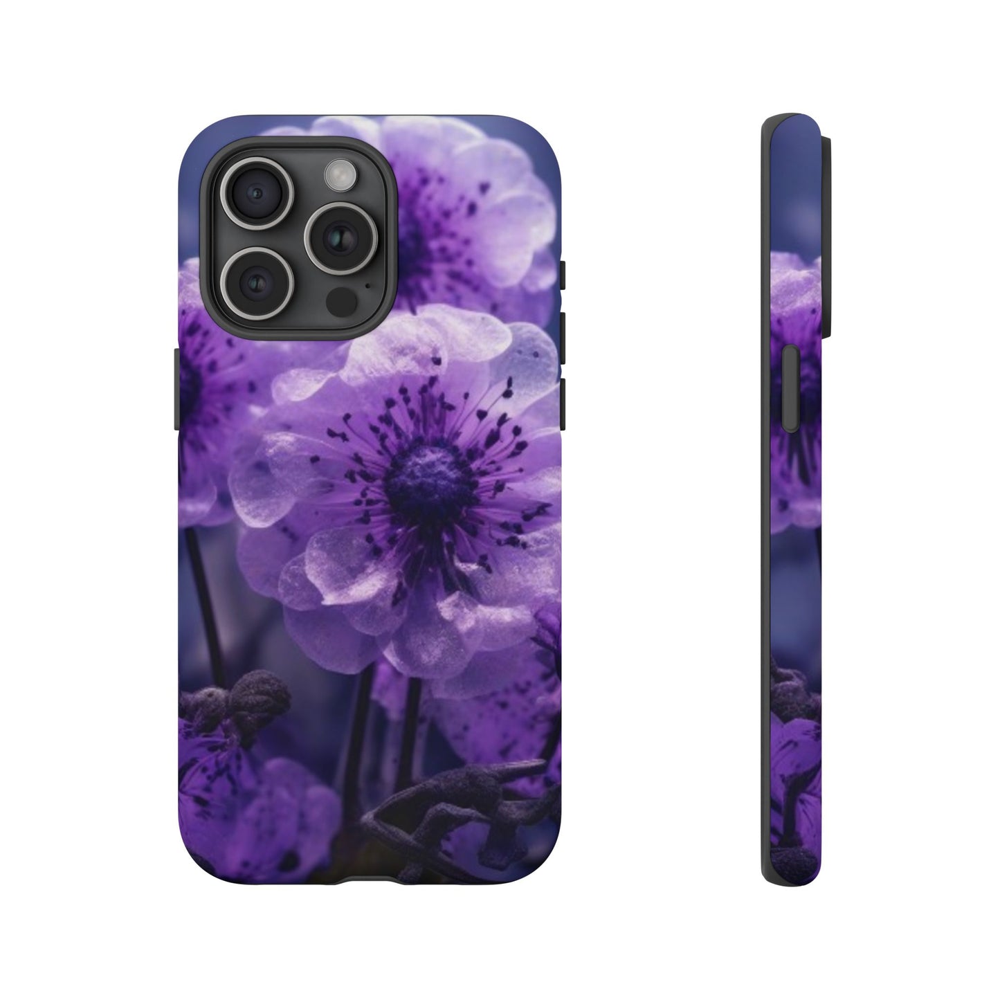 Purple Floral iPhone Case, Tough Cases for iPhone 17/16/15/14- Tough & Stylish Phone Protection. Gifts for her
