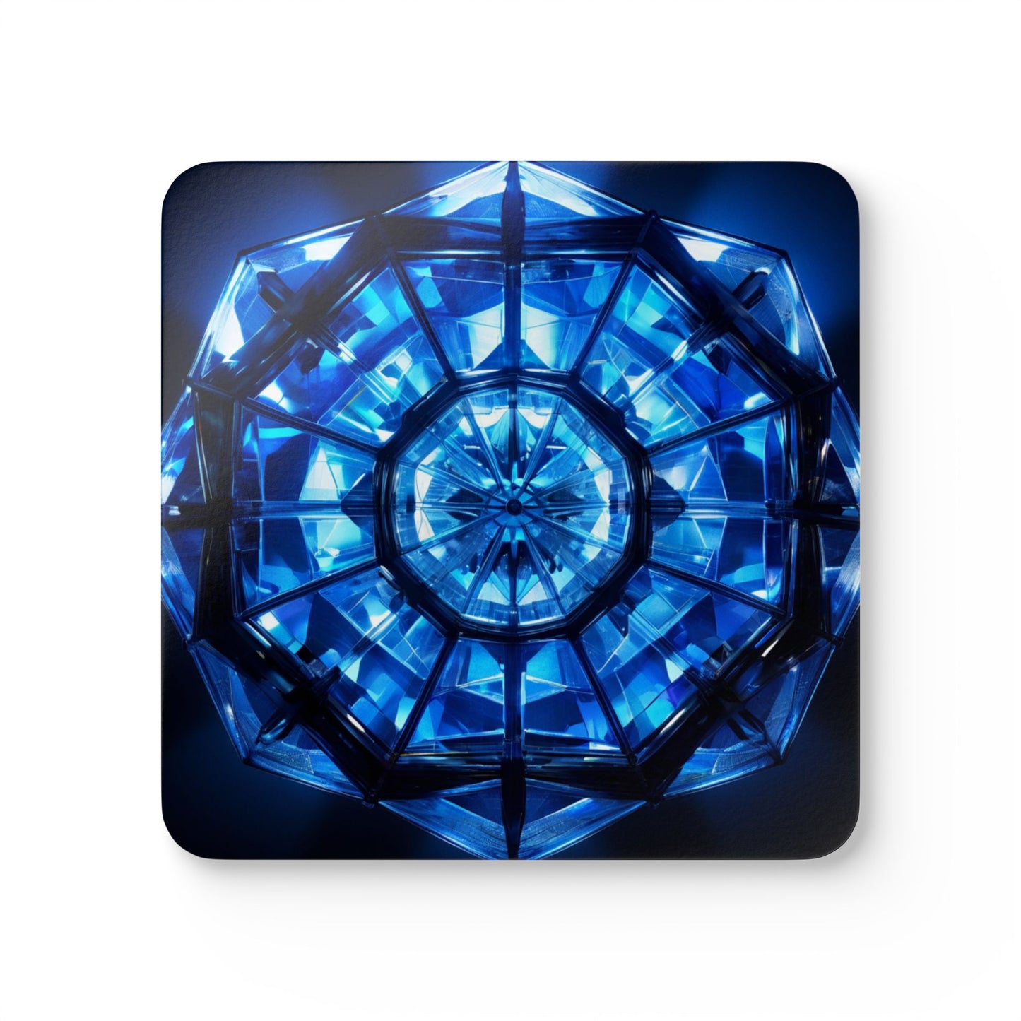 Artistic Corkwood Coaster Set - Geometric Blue Design for Home Decor, Kitchen Accessories