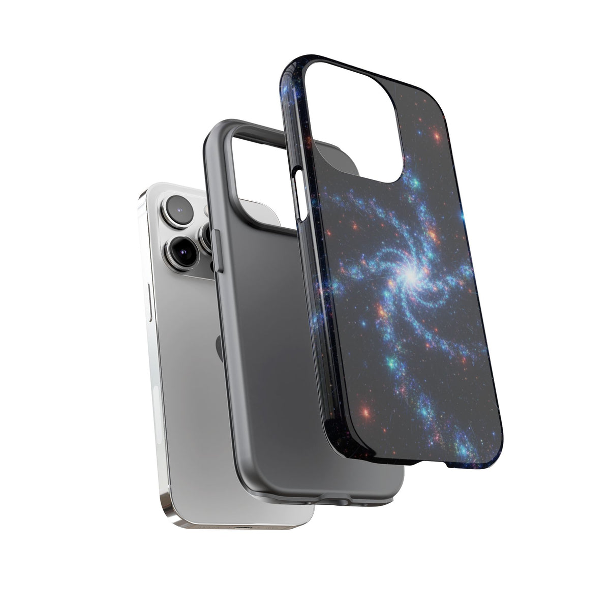 iPhone Tough Cases Phone Cases for iPhone 14\15\16\17\18 – Dual Layer, Matte/Glossy Finish, Wireless Charging Compatible. Galaxy Spiral Tough Phone Case — Cosmic Starfield Protective Cover for iPhone