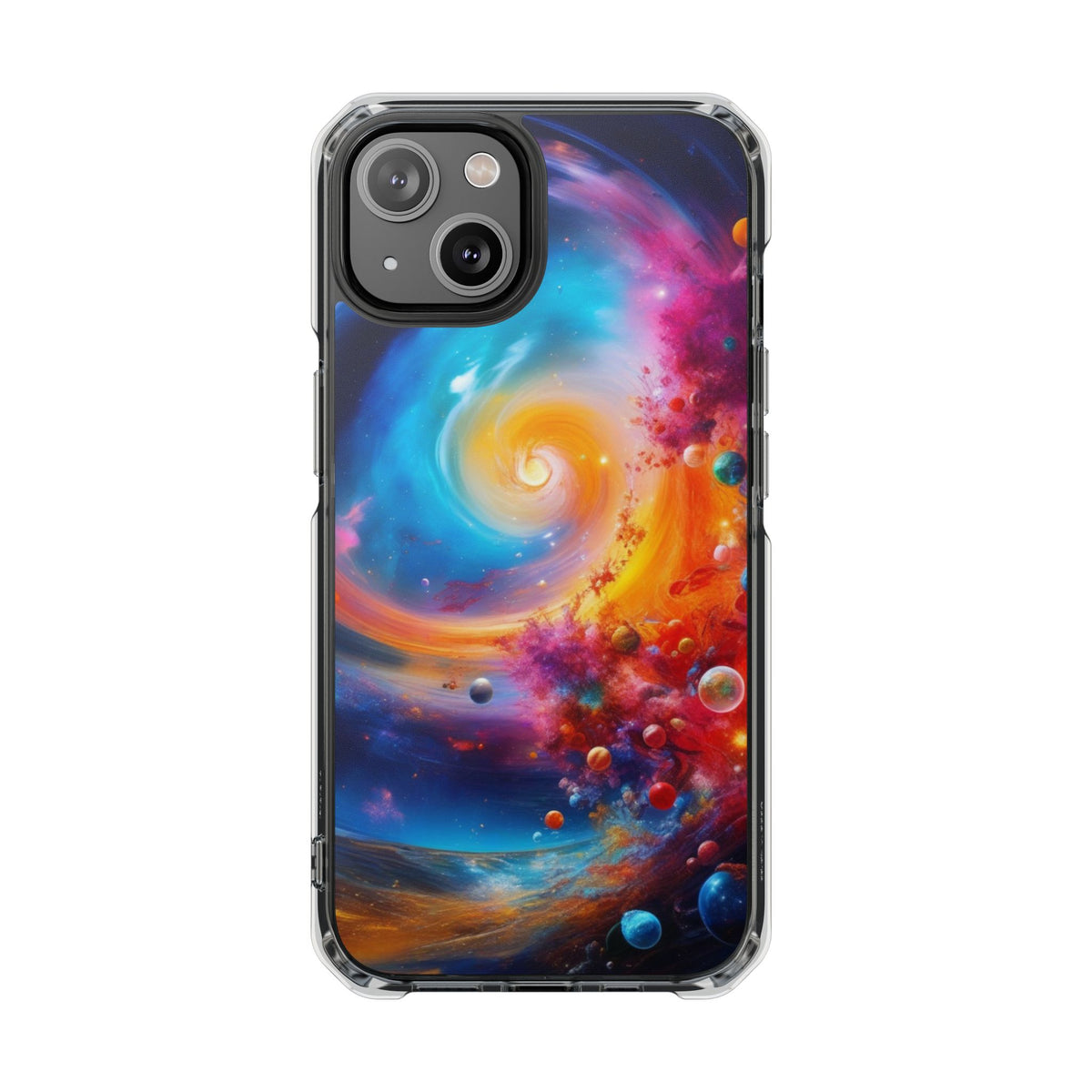 Magnetic Impact Phone Case for iPhone 16/15/14 — Colorful Cosmic Swirl Design