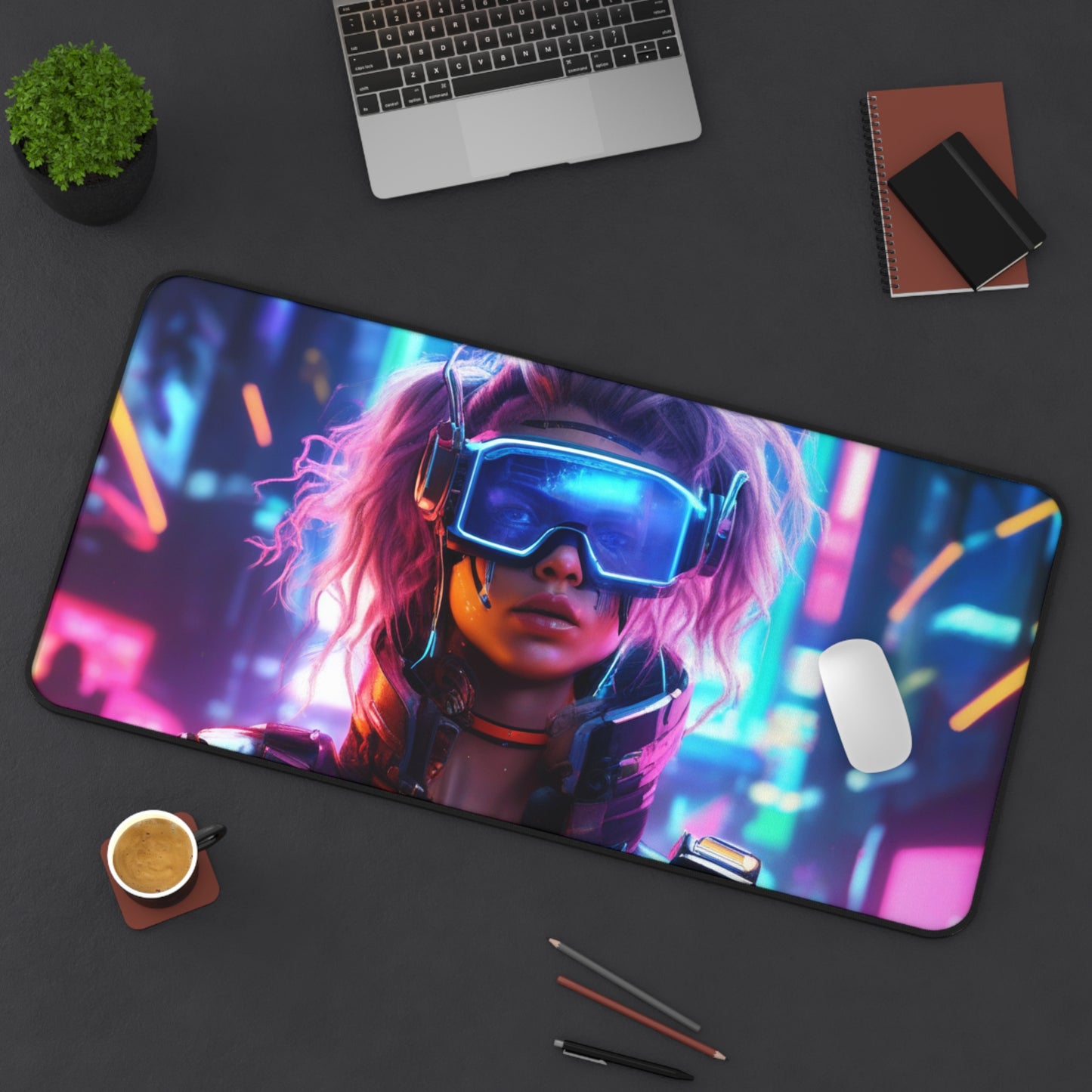 Large Gaming Mouse Pad – Premium Mouse Pad & Tech Accessory for Home & Office, Premium Desk Mat, Gaming Mouse Pad, Non-slip. Cyberpunk VR Girl Desk Mat — Neon Gaming Mousepad for Gamers & Streamers...