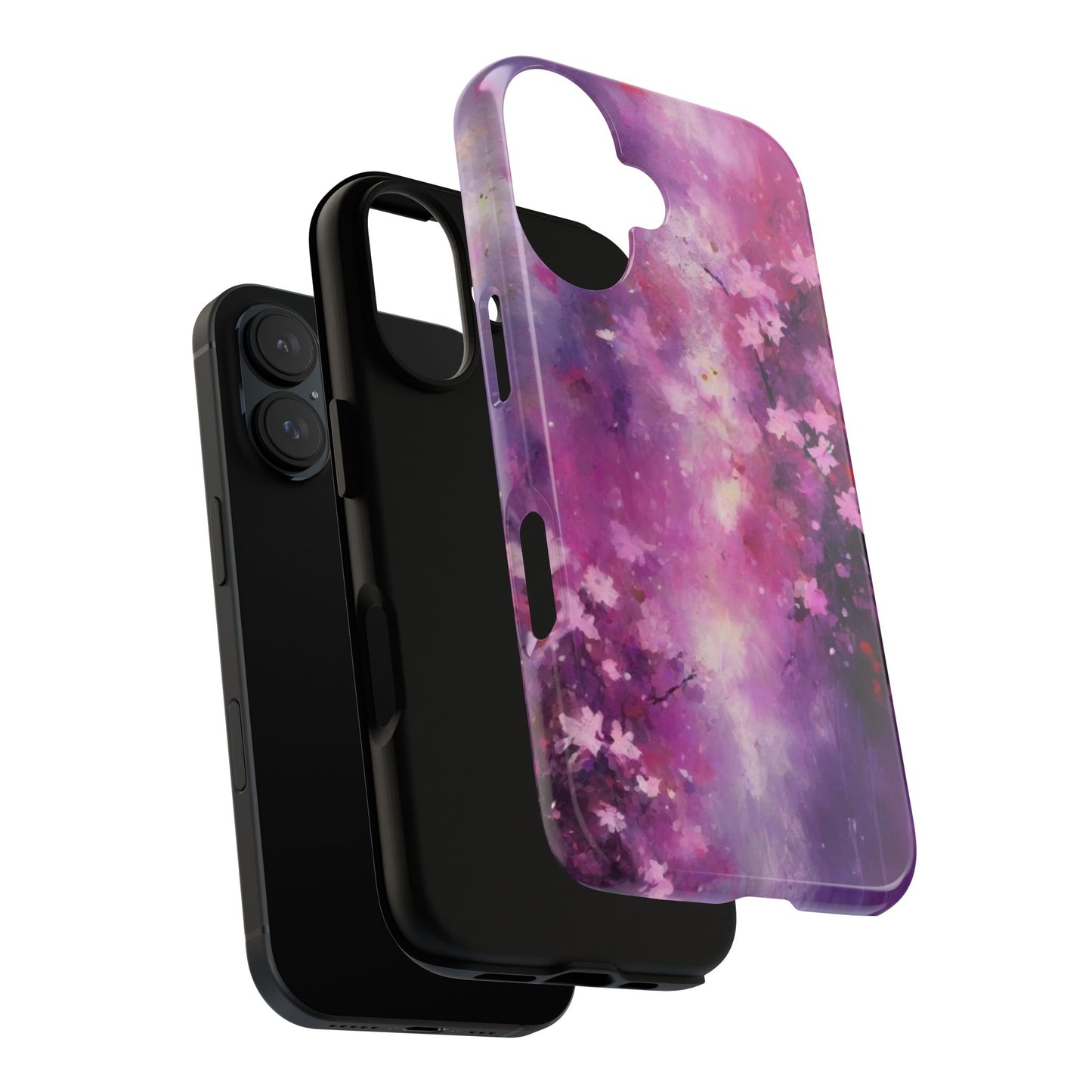 iPhone Tough Case Phone Case for iPhone 14\15\16 – Dual Layer, Matte/Glossy Finish, Wireless Charging Compatible, Cherry Blossom Phone Case