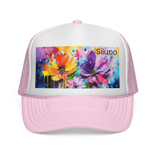Vibrant Floral Trucker Cap - Colorful Summer Hat for Outdoor Fun