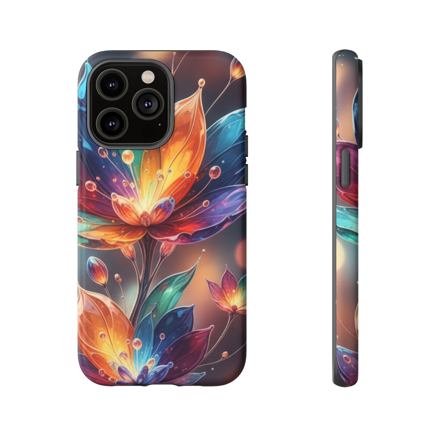 iPhone Tough Cases Phone Cases for iPhone 14\15\16\17 – Dual Layer, Matte/Glossy Finish, Wireless Charging Compatible — Vibrant Floral Lotus Phone Case