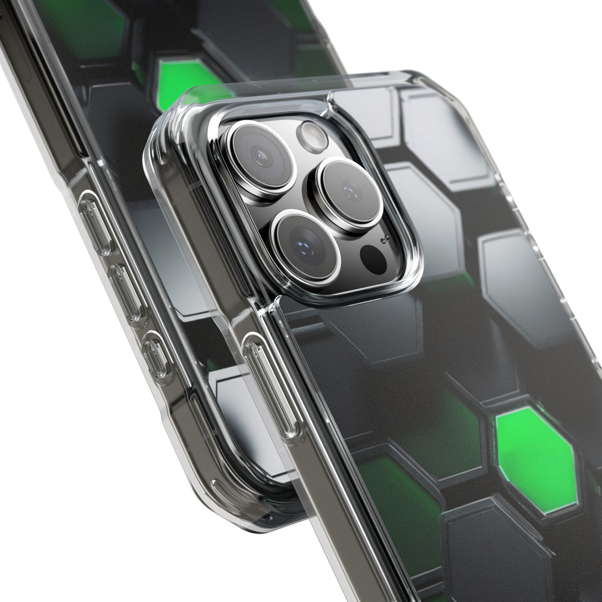 Magnetic Impact Phone Case for iPhone 16/15/14, Hexagon Pattern Magnetic Clear Impact Case, Stylish Phone Accessory, Gift for Tech Lovers, Durable Protection.