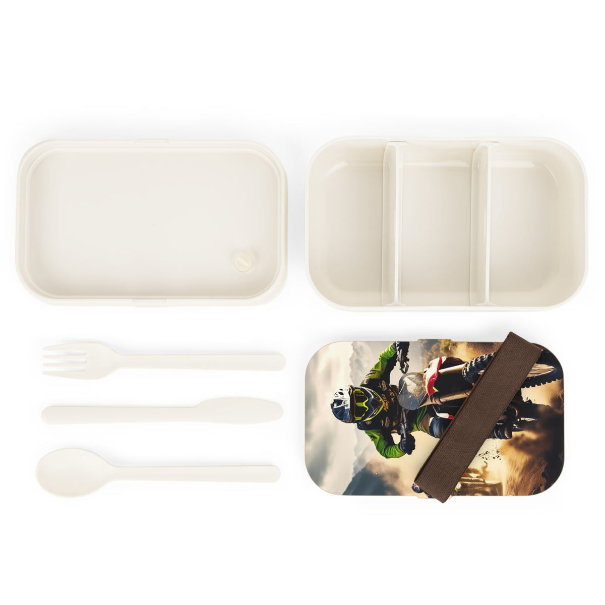Stylish Bento Box Lunchbox – Portable, Designer Food Container with Wooden Lid & Two Moveable Compartments for Work, School & Picnics, Adventure Bento Lunch Box - Perfect for Active Lifestyles and Outdoor Meals