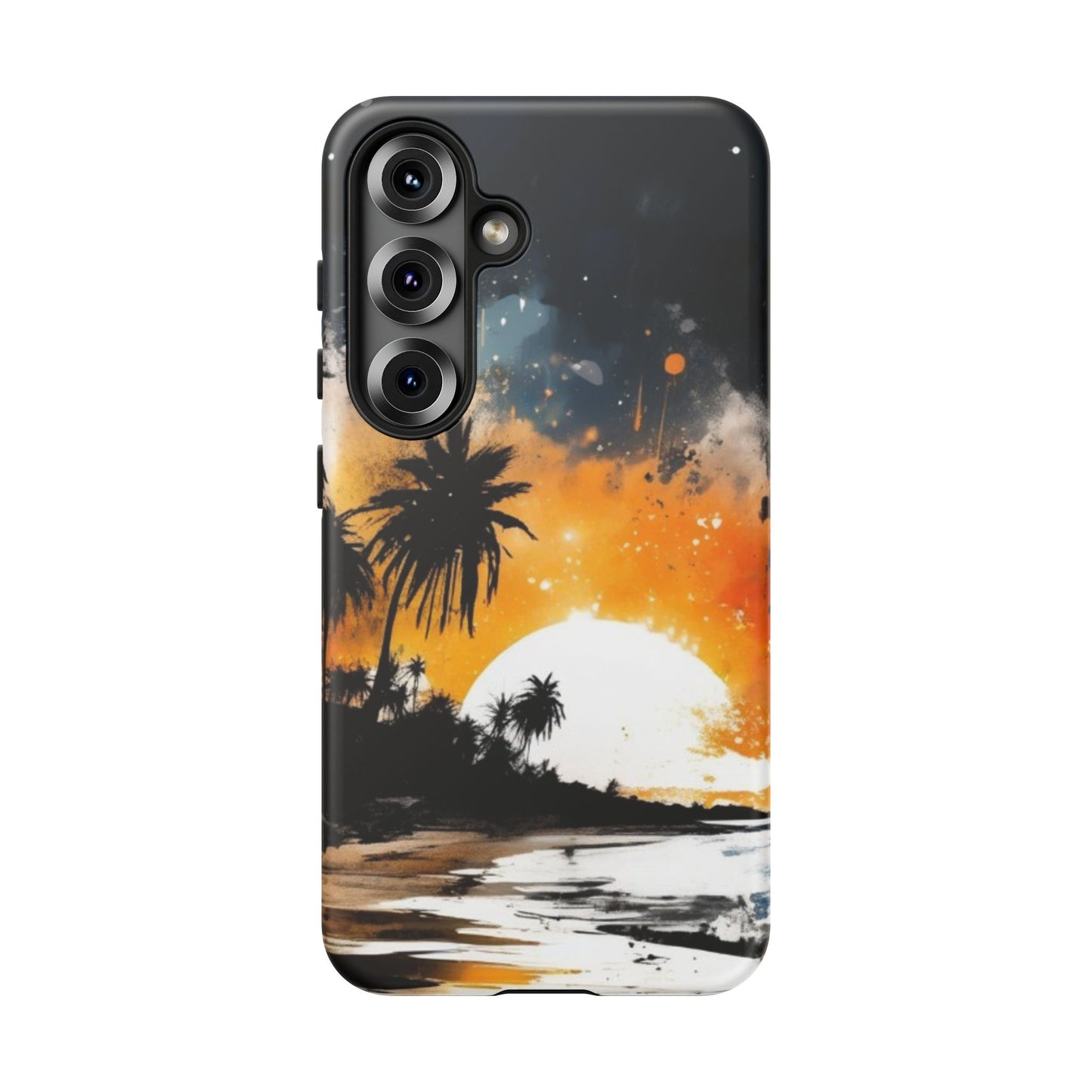 Tough Cases Phone Cases for Samsung Galaxy S25/S24/S23 – Dual Layer, Matte/Glossy Finish, Wireless Charging Compatible: Tropical Sunset Phone Case, Customizable iPhone Cover, Summer Vibes Accessory, Beach Lover Gift