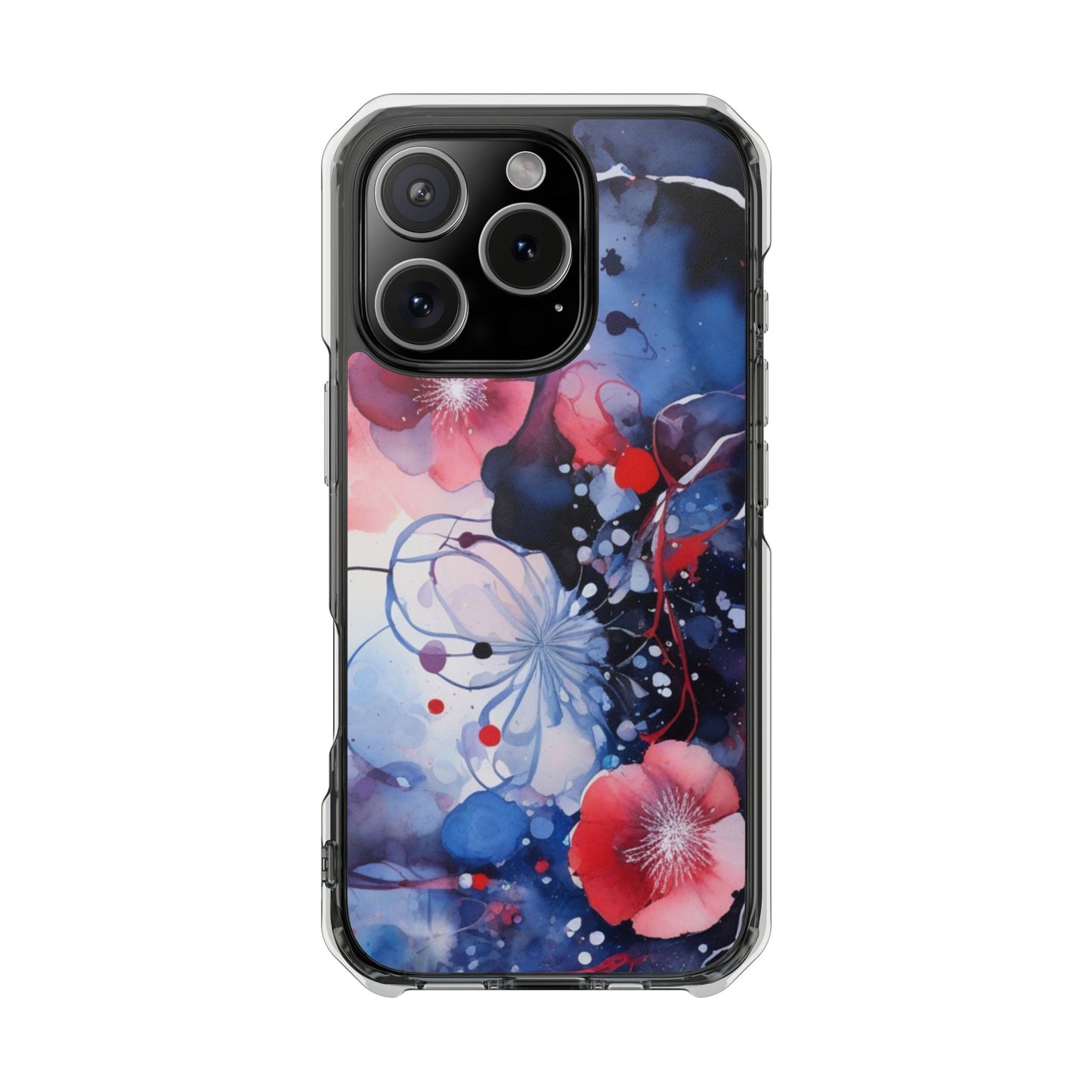 Clear Magnetic Phone Case — Watercolor Floral Impact Protection. Magnetic Impact Phone Case for iPhone 17/16/15/14.