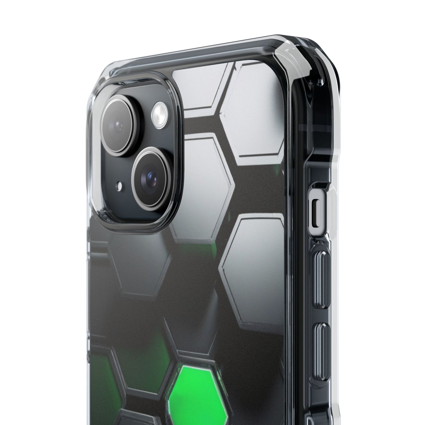 Magnetic Impact Phone Case for iPhone 16/15/14, Hexagon Pattern Magnetic Clear Impact Case, Stylish Phone Accessory, Gift for Tech Lovers, Durable Protection, Customizable Designs