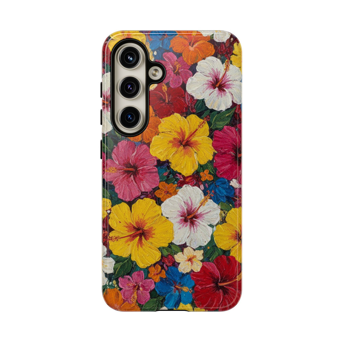 Tough Cases Phone Cases for Samsung Galaxy S26/S25/S24/S23/S22 – Dual Layer, Matte/Glossy Finish, Wireless Charging CompatibleFloral Hibiscus Tough Phone Case — Bright Tropical Flowers Protective Cover