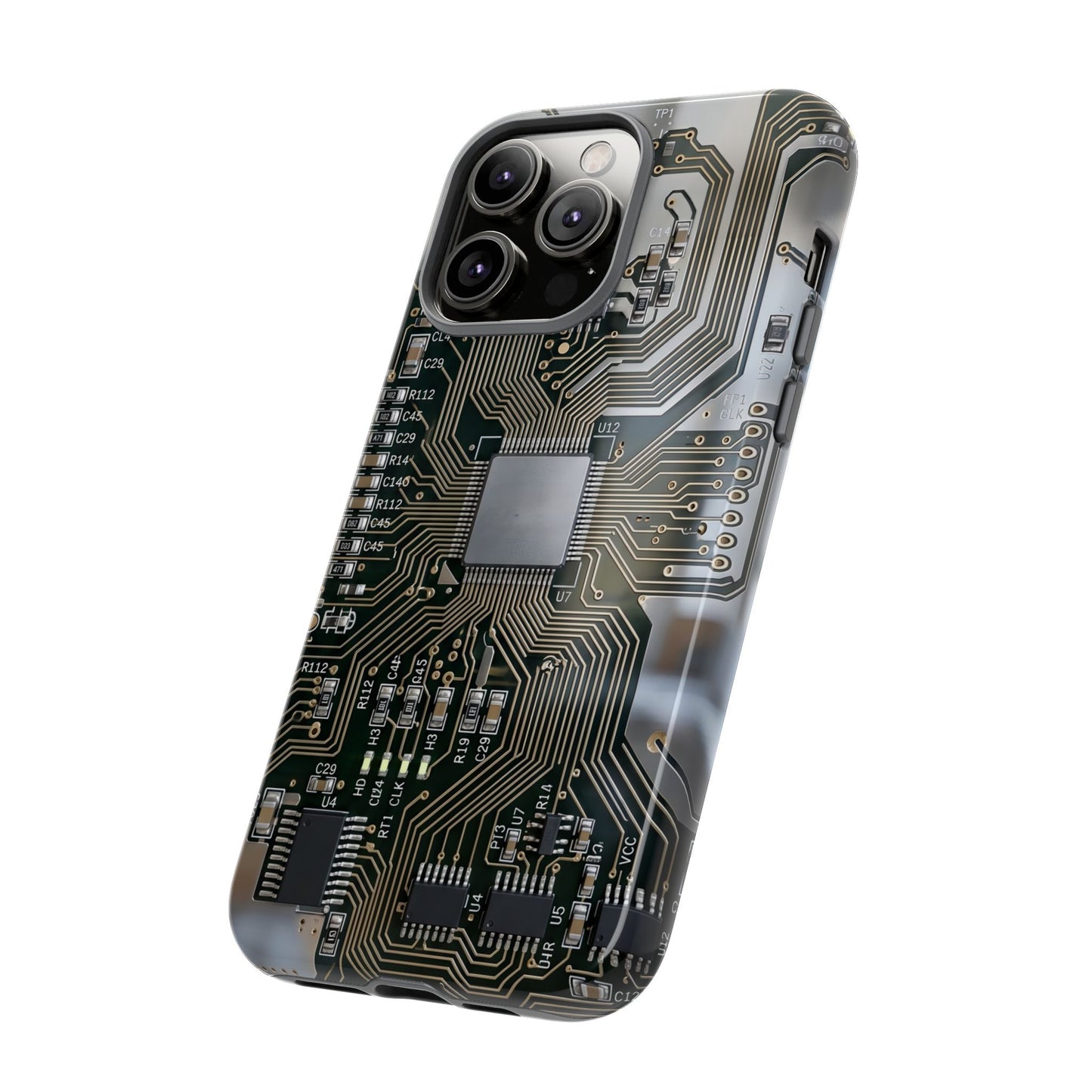iPhone Tough Cases Phone Cases for iPhone 14\15\16\17 – Dual Layer, Matte/Glossy Finish, Wireless Charging Compatible. Circuit Board Tough Phone Case — Tech-Inspired Protective iPhone Cover