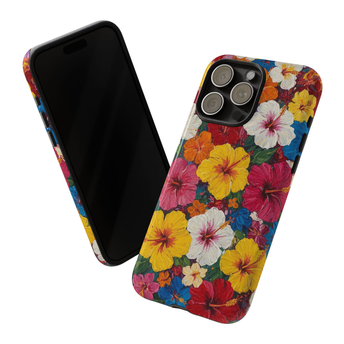 iPhone Tough Cases Phone Cases for iPhone 14\15\16\17 – Dual Layer, Matte/Glossy Finish, Wireless Charging CompatibleFloral Hibiscus Tough Phone Case — Bright Tropical Protection