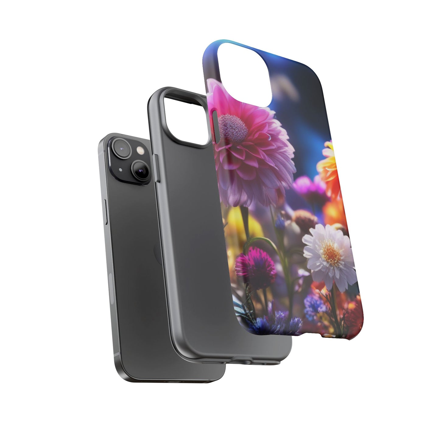 iPhone Tough Cases Phone Cases for iPhone 14\15\16\17 – Dual Layer, Matte/Glossy Finish, Wireless Charging Compatible, Floral Garden Phone Case — Vibrant Bloom Protective iPhone Cover