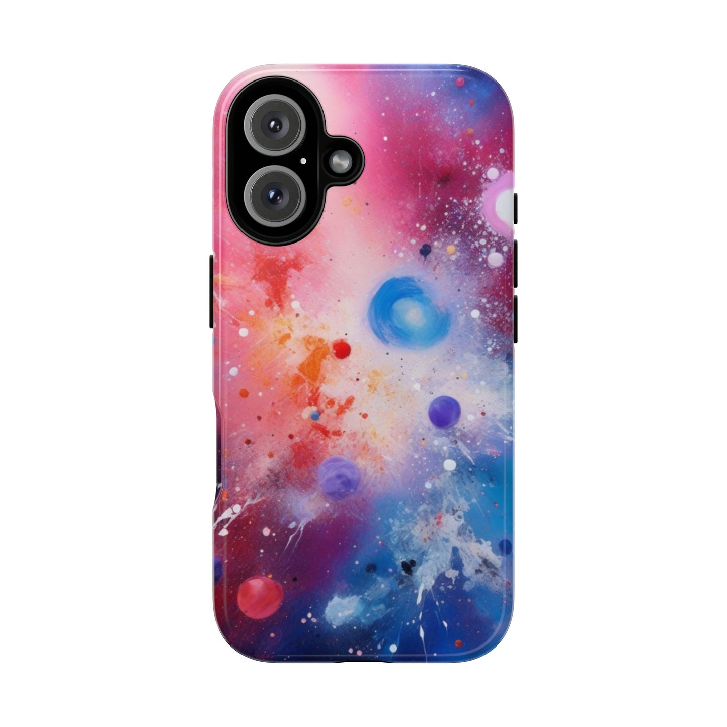 iPhone Tough Case Phone Case for iPhone 14\15\16 – Dual Layer, Matte/Glossy Finish, Wireless Charging Compatible, Galaxy-Themed Tough Phone Case – Vibrant Space Design for Audiophiles and Fashion Lovers