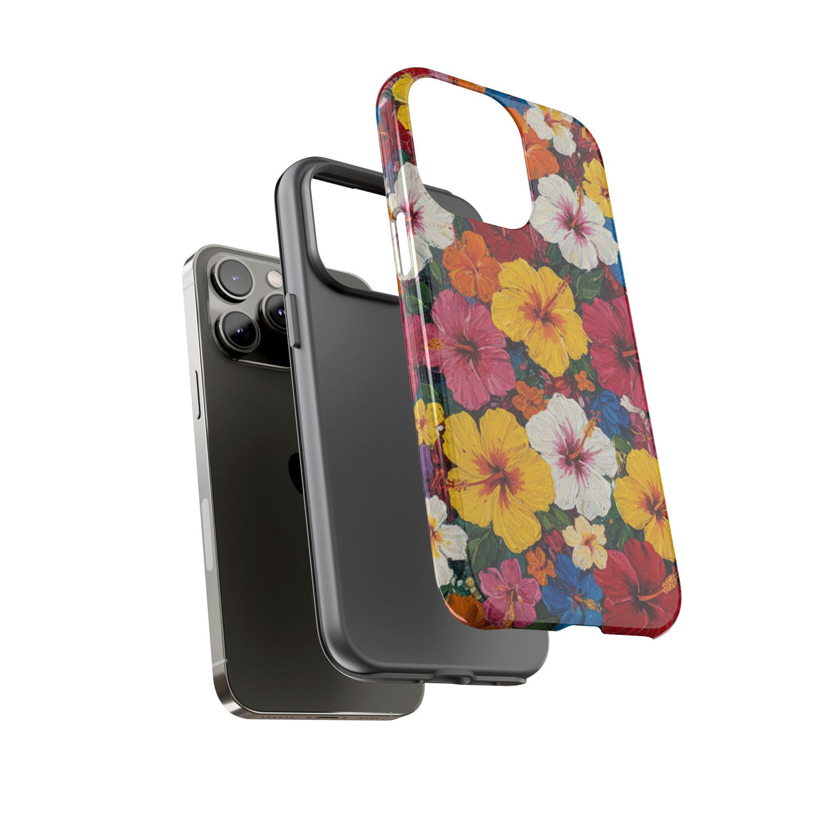 iPhone Tough Cases Phone Cases for iPhone 14\15\16\17 – Dual Layer, Matte/Glossy Finish, Wireless Charging CompatibleFloral Hibiscus Tough Phone Case — Bright Tropical Protection