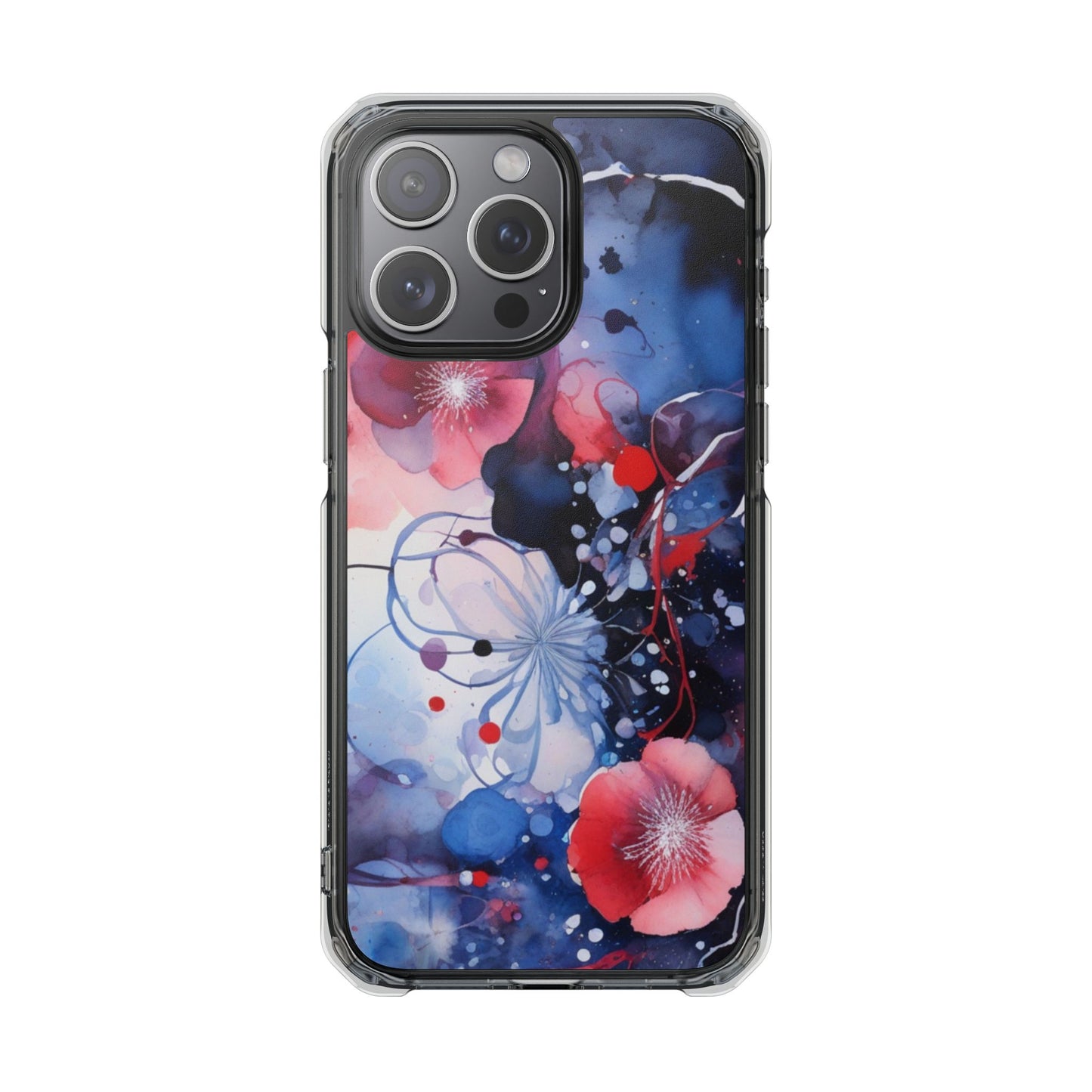 Clear Magnetic Phone Case — Watercolor Floral Impact Protection. Magnetic Impact Phone Case for iPhone 17/16/15/14.