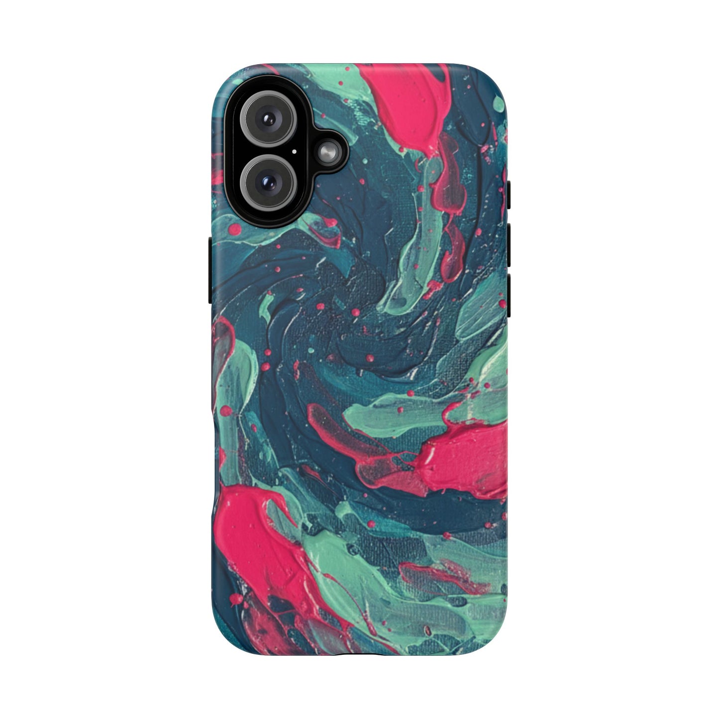 iPhone Tough Cases Phone Cases for iPhone 14\15\16\17 – Dual Layer, Matte/Glossy Finish, iPhone 17 case for sale, Wireless Charging Compatible, Marbled Teal & Fuchsia Tough Phone Case