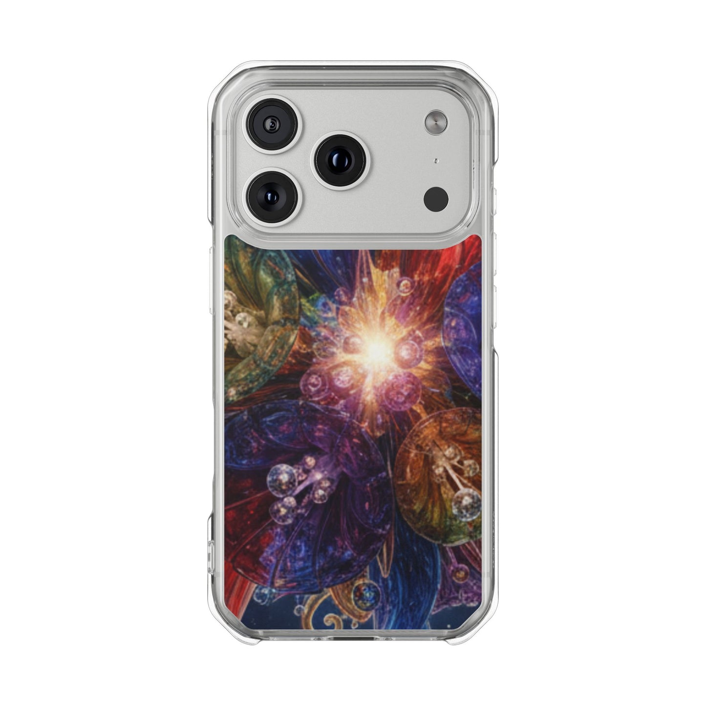 Magnetic Impact Phone Case for iPhone 17/16/15/14, Magnetic Clear Phone Case — Cosmic Abstract Art Impact Case
