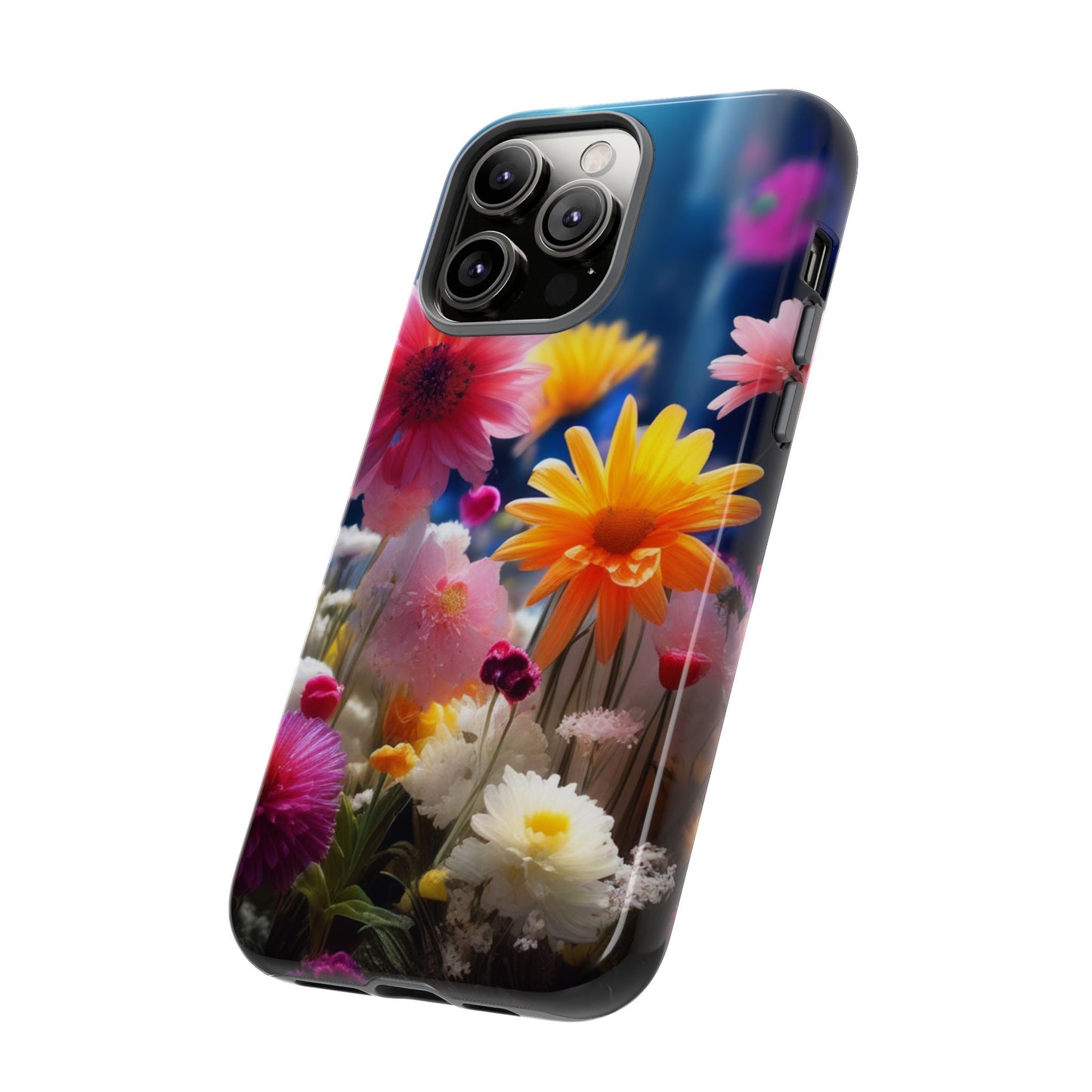 iPhone Tough Cases Phone Cases for iPhone 14\15\16\17– Dual Layer, Matte/Glossy Finish, Wireless Charging Compatible, Floral Garden Phone Case — Vibrant Spring Flowers Protective iPhone Case