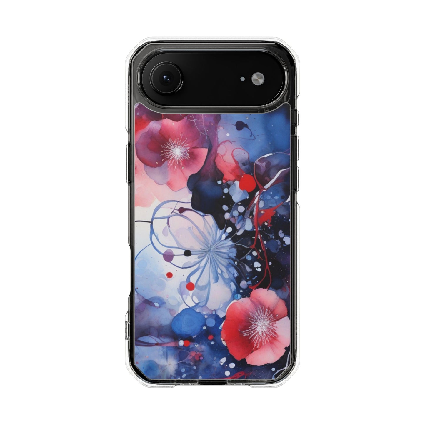 Clear Magnetic Phone Case — Watercolor Floral Impact Protection. Magnetic Impact Phone Case for iPhone 17/16/15/14.