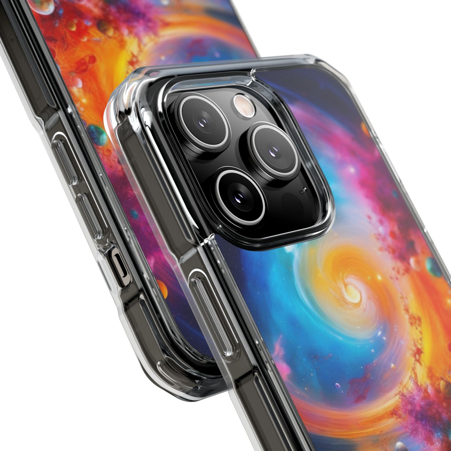 Magnetic Impact Phone Case for iPhone 16/15/14 — Colorful Cosmic Swirl Design