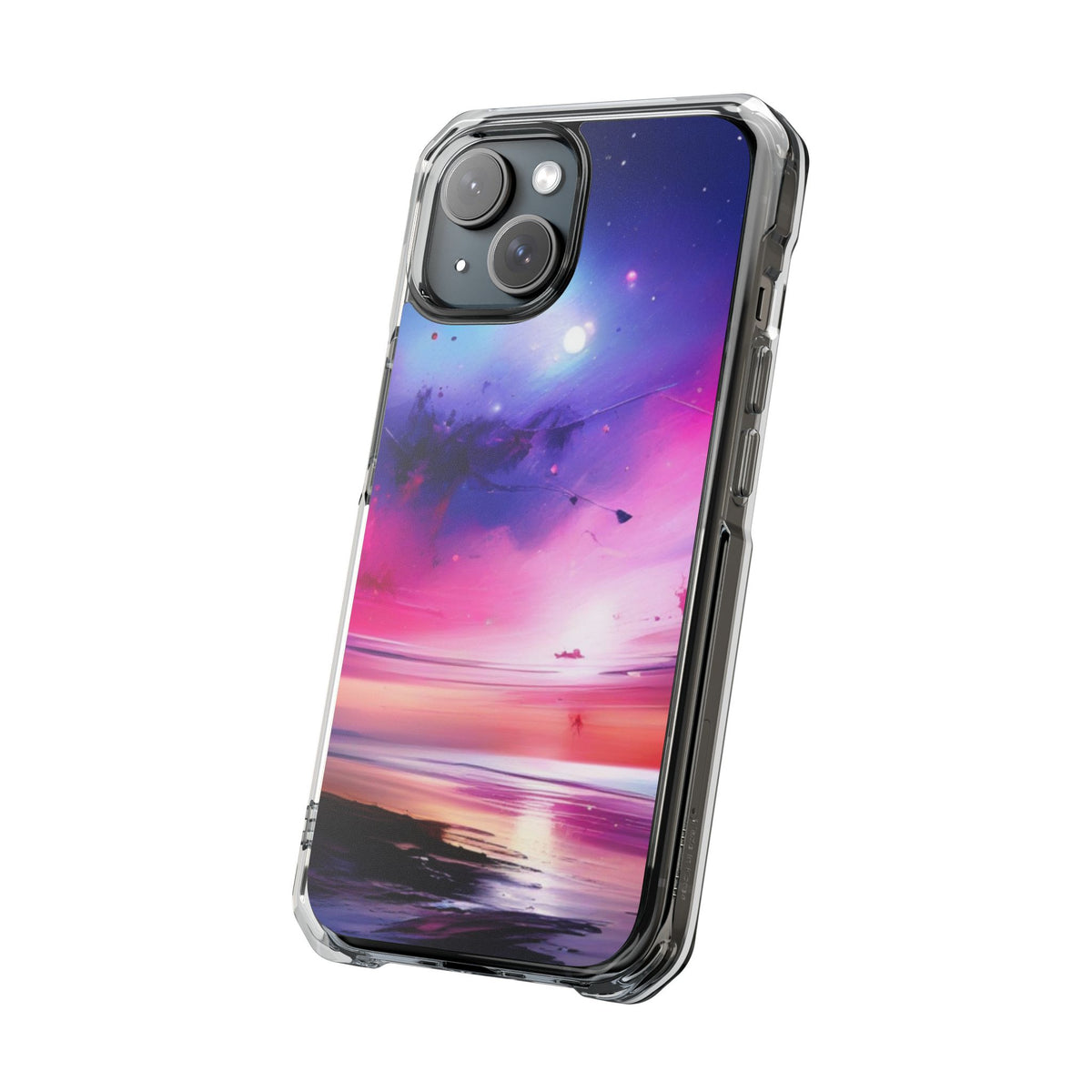 Magnetic Impact Phone Case for iPhone 16/15/14, Magnetic Clear Impact Phone Cases - Galaxy Vibe, Protective Cover, Customizable Gift, Stylish Phone Accessory, Unique Design