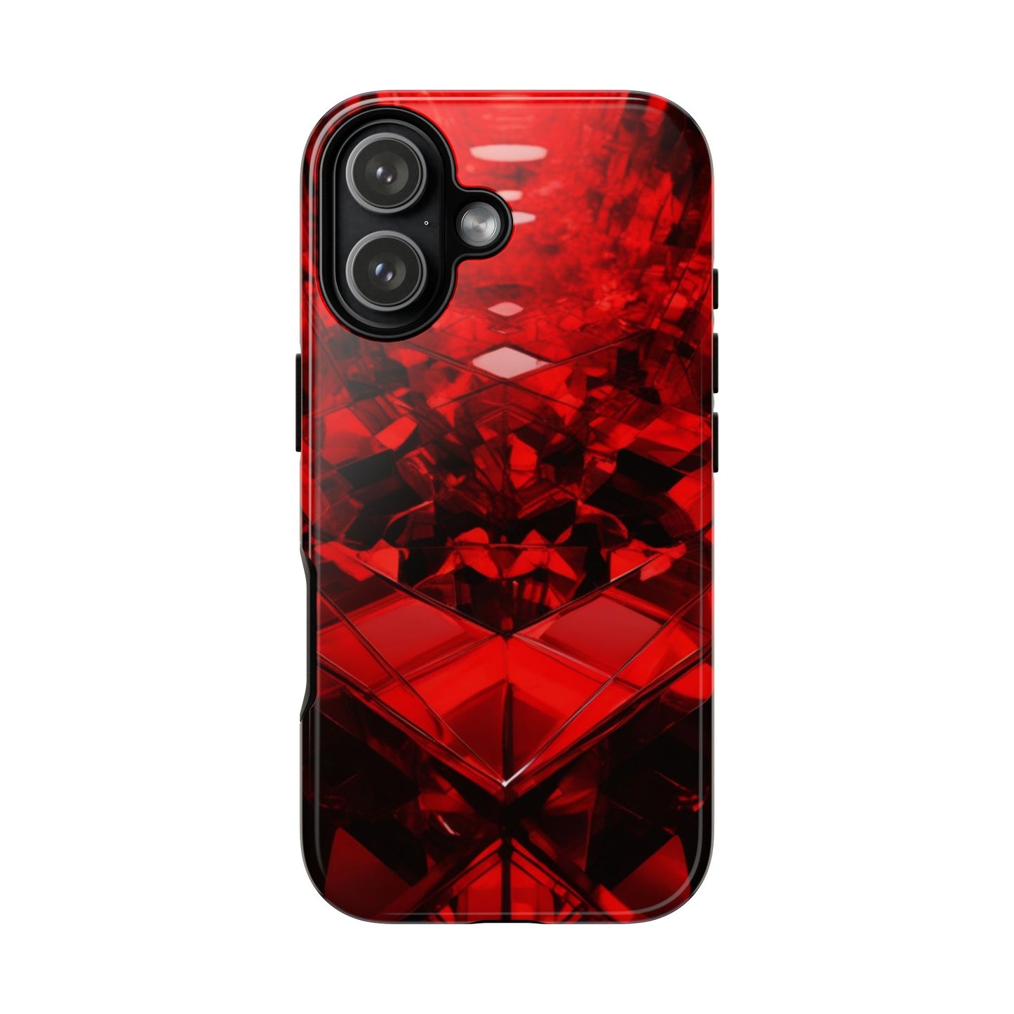 Red Crystal Design Phone Case for iPhone 17/16/15/14 - Tough, Stylish Protection