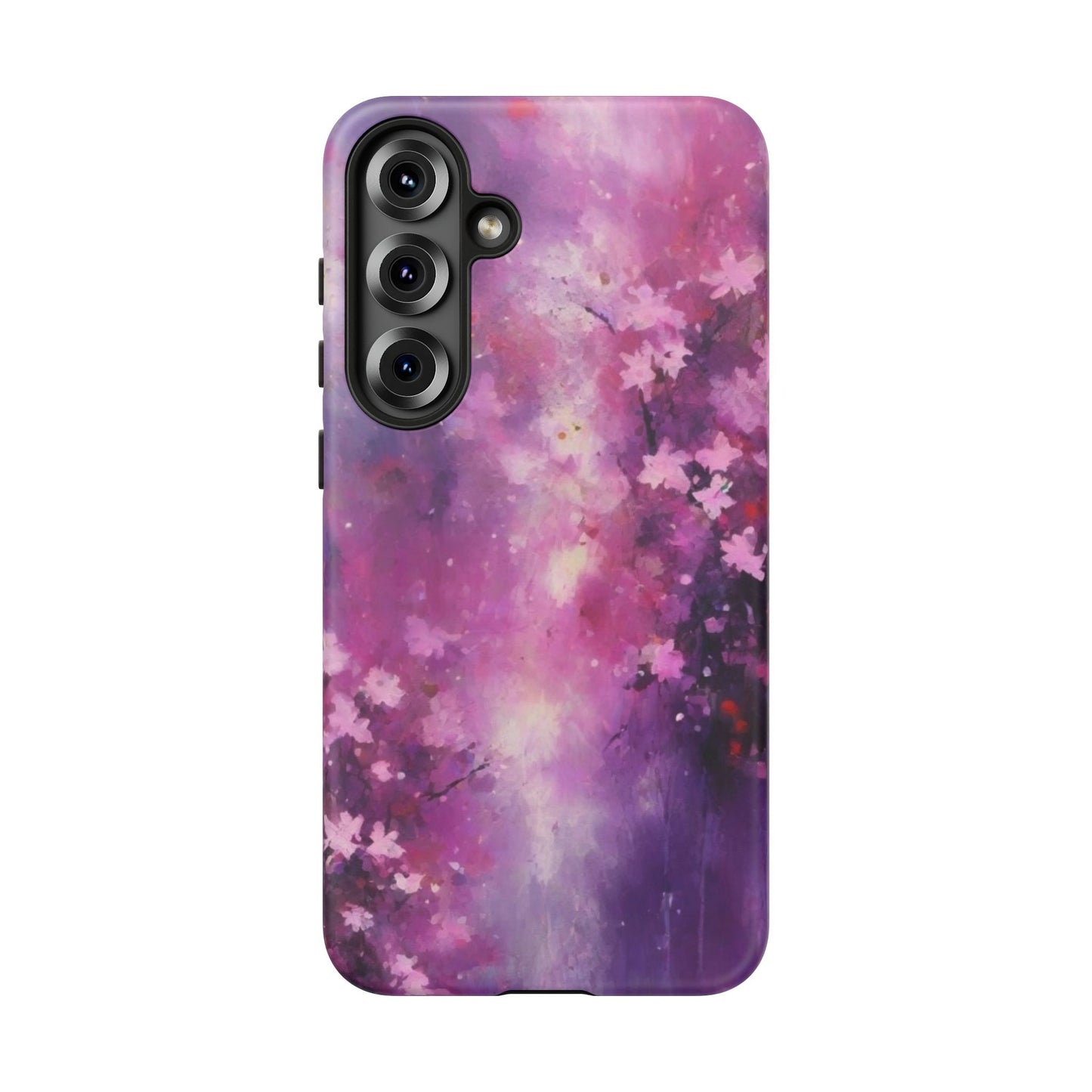Tough Case Phone Case for Samsung Galaxy S25/S24/S23 – Dual Layer, Matte/Glossy Finish, Wireless Charging Compatible, Cherry Blossom Tough Case - Floral Phone Cover