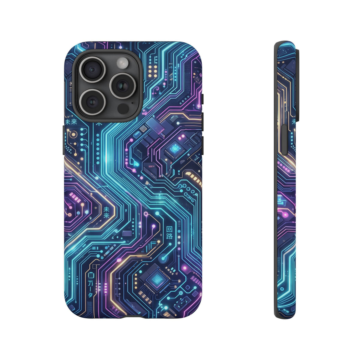 iPhone Tough Cases Phone Cases for iPhone 14\15\16\17\18 – Dual Layer, Matte/Glossy Finish, Wireless Charging Compatible. Tech Circuit Tough Phone Case.