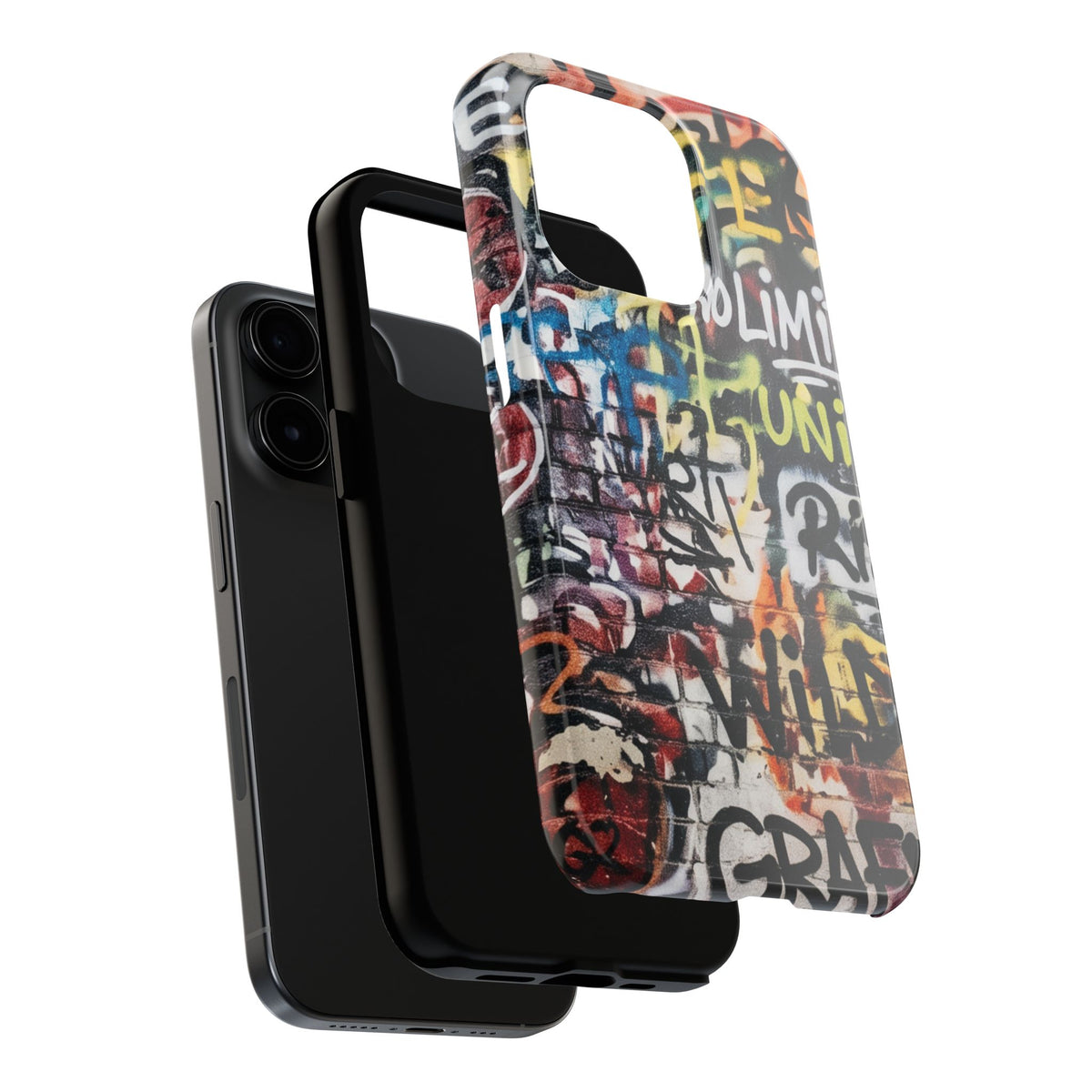 iPhone Tough Cases Phone Cases for iPhone 15\16\17\18 – Dual Layer, Matte/Glossy Finish, Wireless Charging Compatible. Graffiti Tough Phone Case