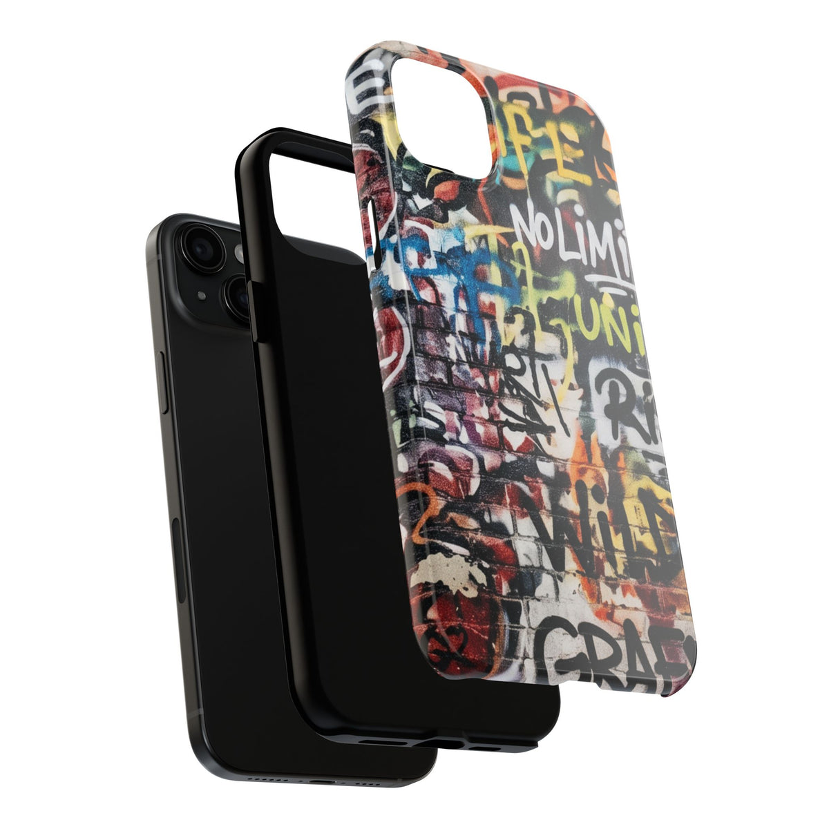 iPhone Tough Cases Phone Cases for iPhone 15\16\17\18 – Dual Layer, Matte/Glossy Finish, Wireless Charging Compatible. Graffiti Tough Phone Case