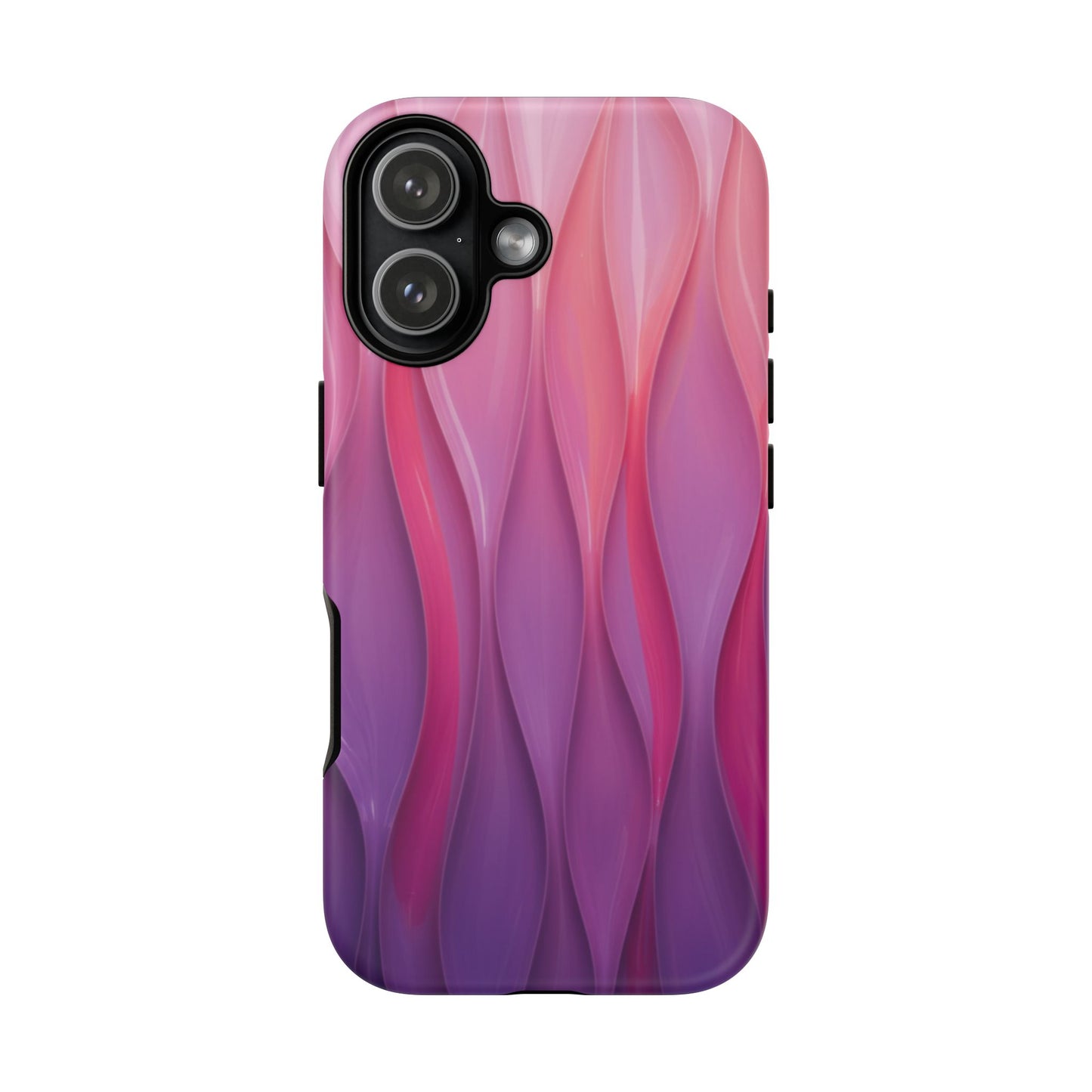Pink Purple Wave Tough Phone Case. iPhone Tough Cases Phone Cases for iPhone 14\15\16\17 – Dual Layer, Matte/Glossy Finish, Wireless Charging Compatible — Abstract Gradient Protective Cover