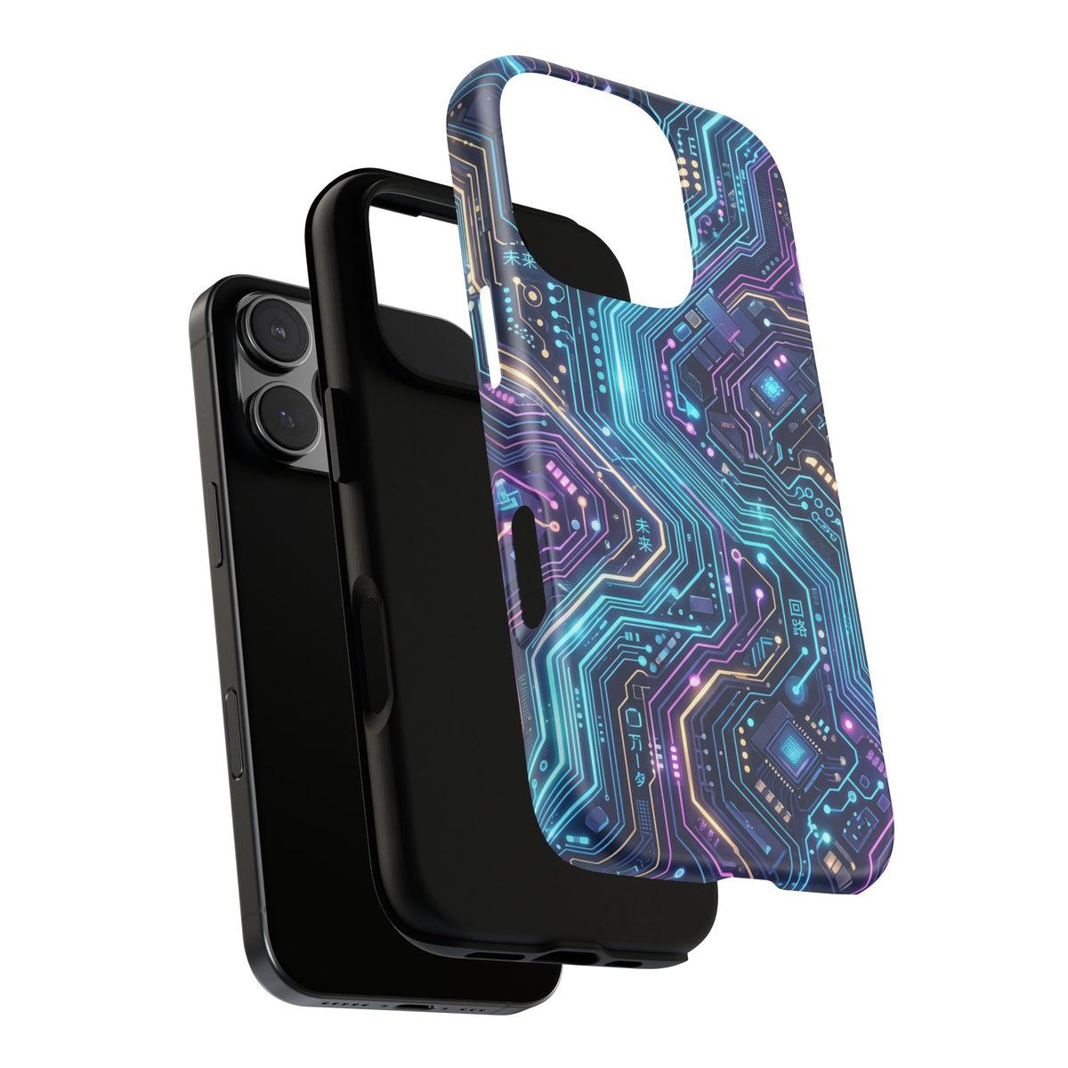 iPhone Tough Cases Phone Cases for iPhone 14\15\16\17\18 – Dual Layer, Matte/Glossy Finish, Wireless Charging Compatible. Tech Circuit Tough Phone Case.