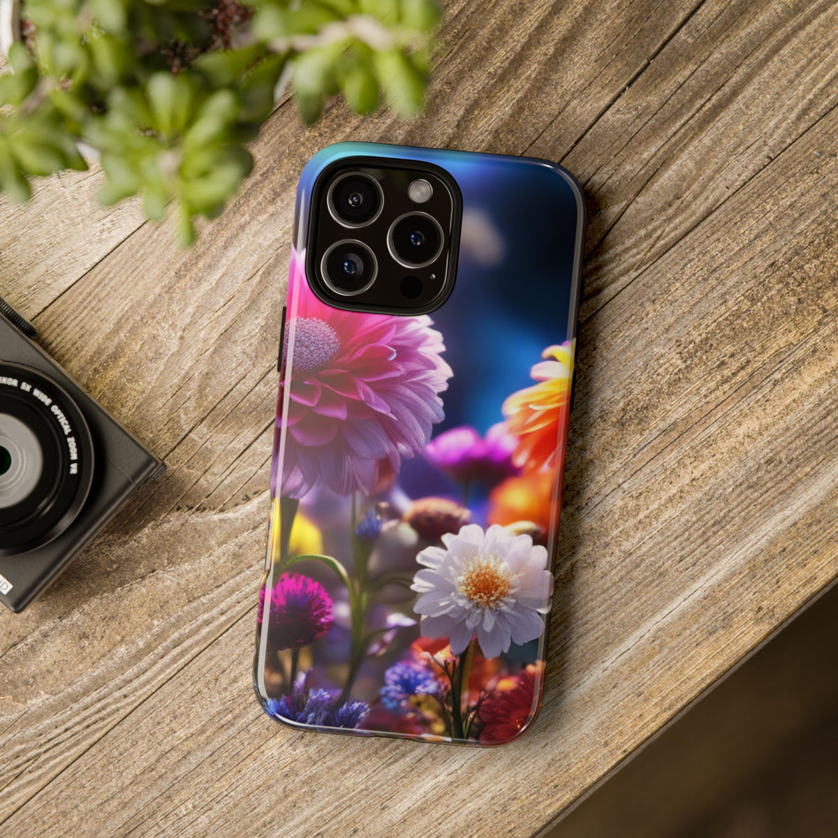 iPhone Tough Cases Phone Cases for iPhone 14\15\16\17 – Dual Layer, Matte/Glossy Finish, Wireless Charging Compatible, Floral Garden Phone Case — Vibrant Bloom Protective iPhone Cover