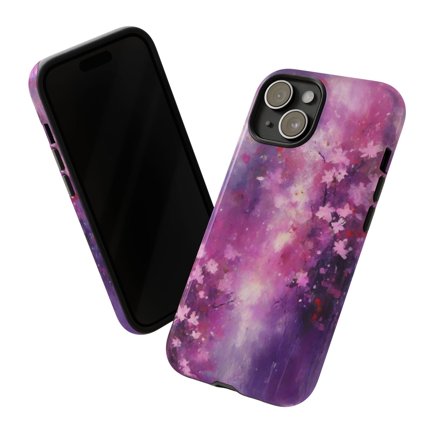 iPhone Tough Case Phone Case for iPhone 14\15\16 – Dual Layer, Matte/Glossy Finish, Wireless Charging Compatible, Cherry Blossom Phone Case