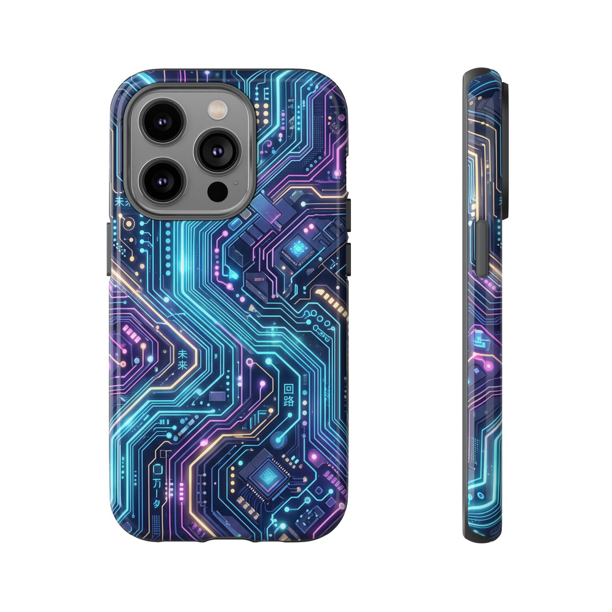 iPhone Tough Cases Phone Cases for iPhone 14\15\16\17\18 – Dual Layer, Matte/Glossy Finish, Wireless Charging Compatible. Tech Circuit Tough Phone Case.