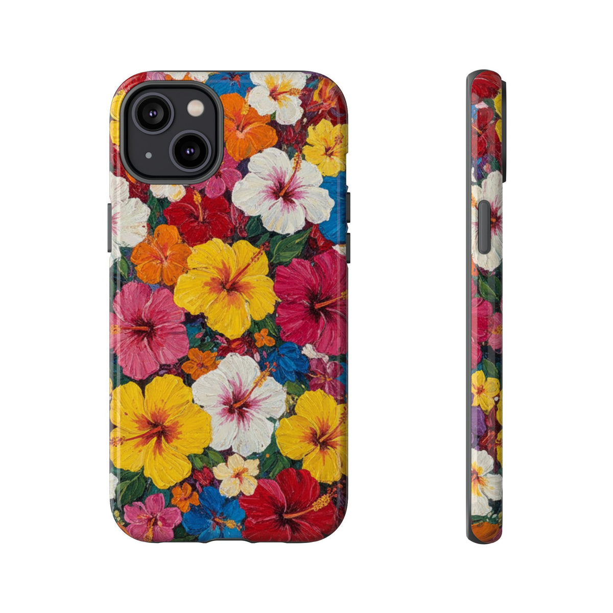 iPhone Tough Cases Phone Cases for iPhone 14\15\16\17 – Dual Layer, Matte/Glossy Finish, Wireless Charging CompatibleFloral Hibiscus Tough Phone Case — Bright Tropical Protection