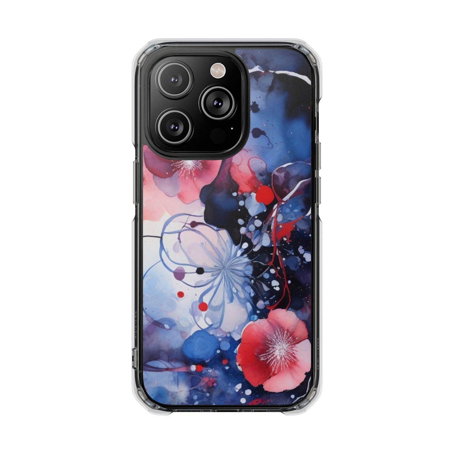 Clear Magnetic Phone Case — Watercolor Floral Impact Protection. Magnetic Impact Phone Case for iPhone 17/16/15/14.