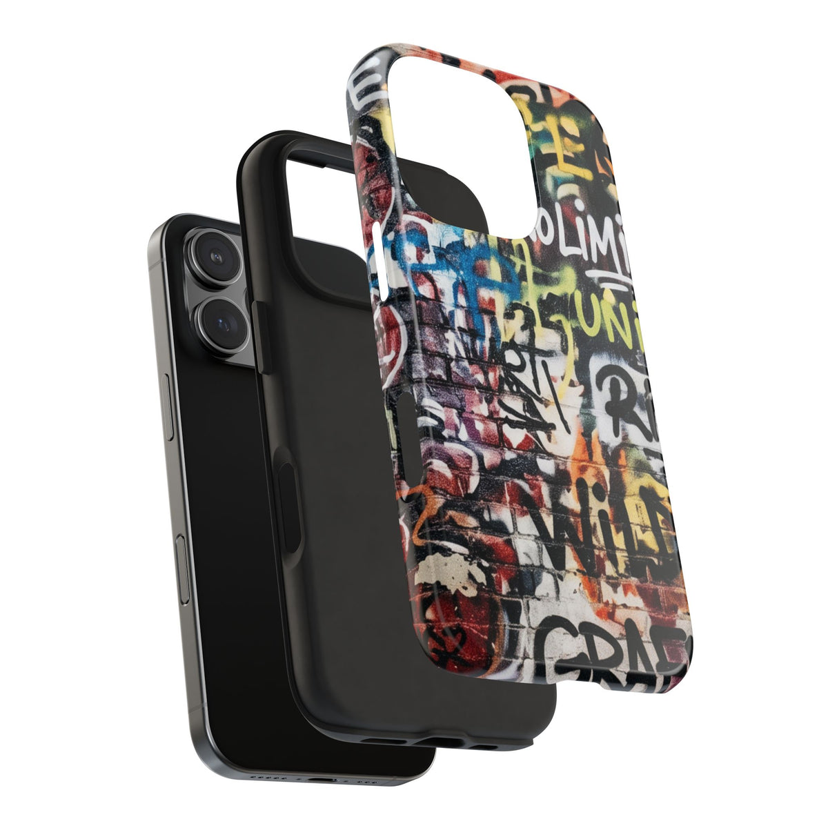 iPhone Tough Cases Phone Cases for iPhone 15\16\17\18 – Dual Layer, Matte/Glossy Finish, Wireless Charging Compatible. Graffiti Tough Phone Case