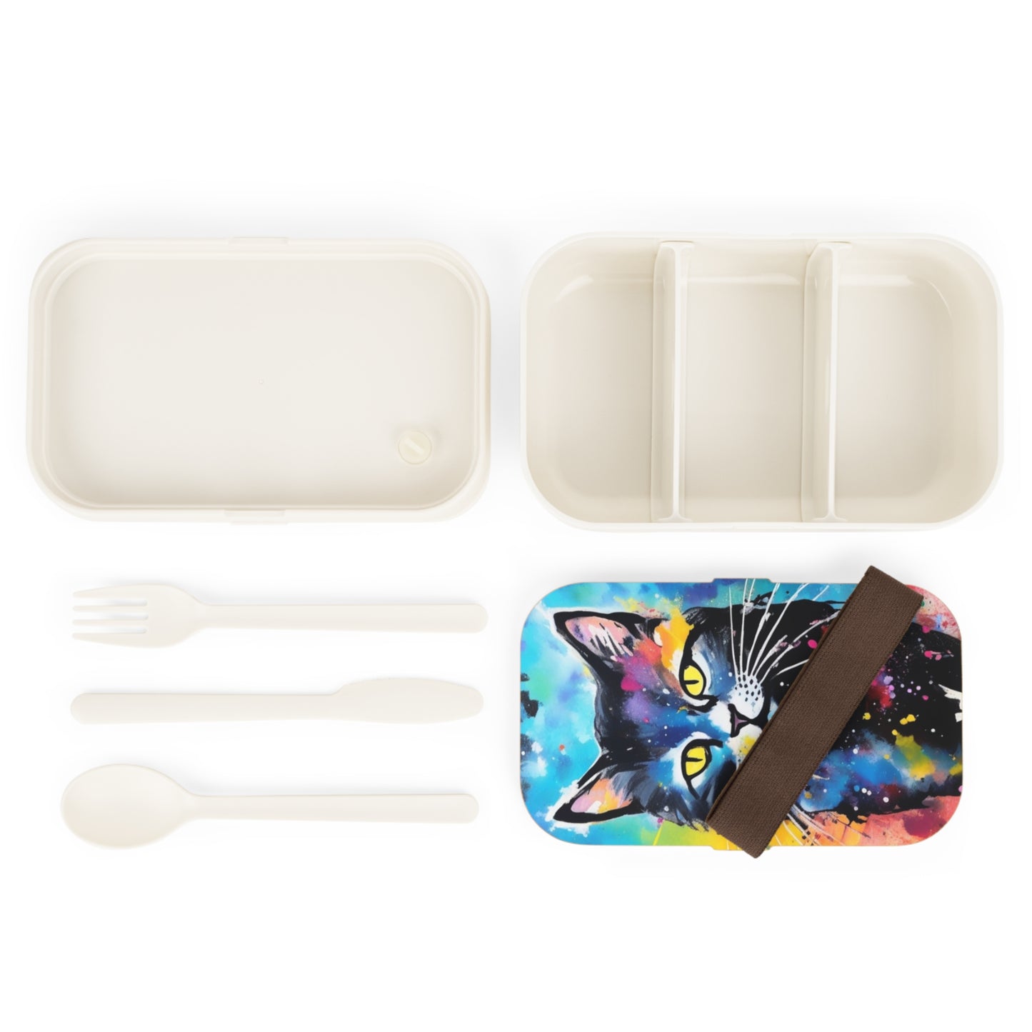 Colorful Galaxy Cat Bento Box — Artistic Cat Lunch Box for Kids & Adults