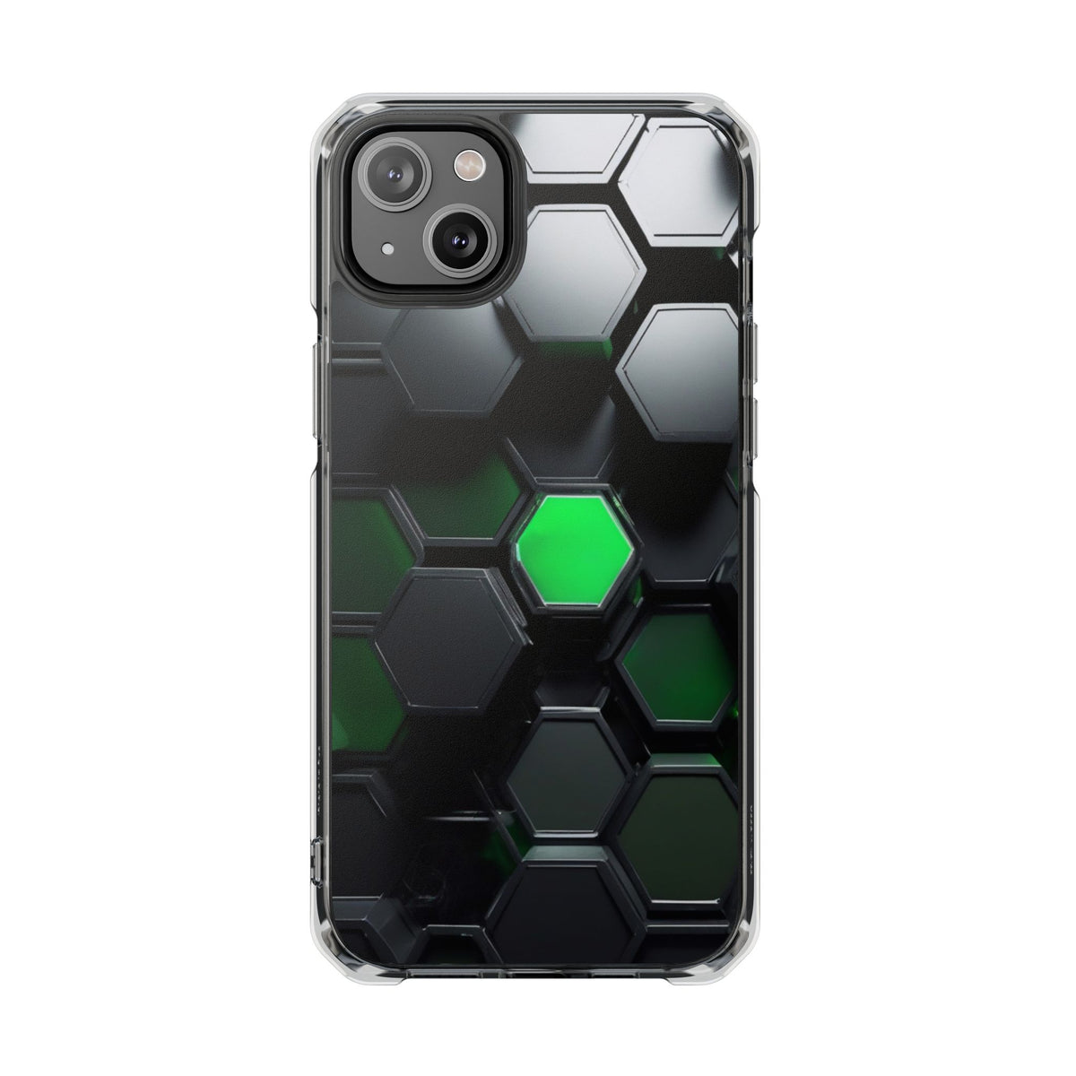Magnetic Impact Phone Case for iPhone 16/15/14, Hexagon Pattern Magnetic Clear Impact Case, Stylish Phone Accessory, Gift for Tech Lovers, Durable Protection.