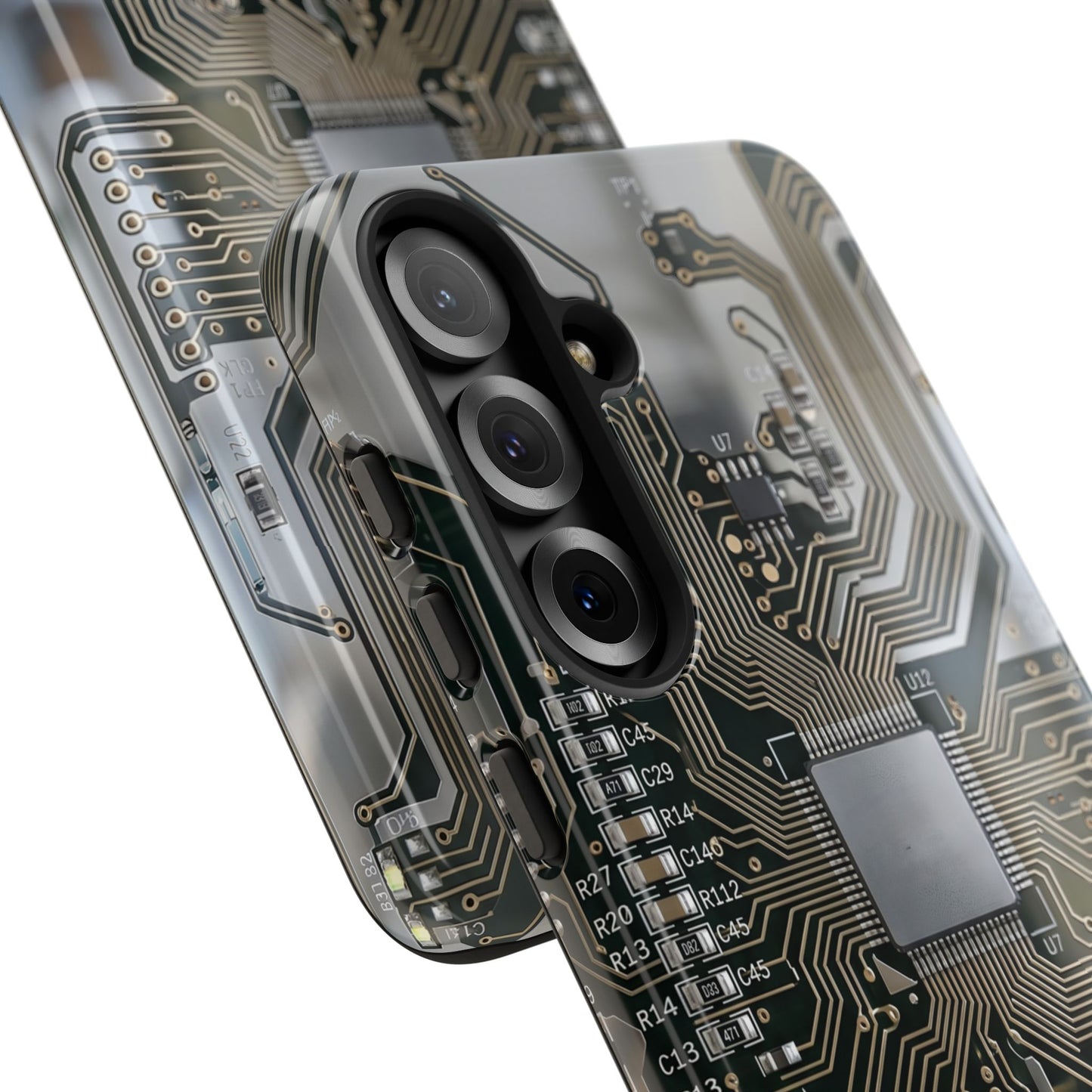 Tough Cases Phone Cases for Samsung Galaxy S25/S24/S23/S22 – Dual Layer, Matte/Glossy Finish, Wireless Charging Compatible, Circuit Board Phone Case — Tech Circuitry Protective Phone Cover