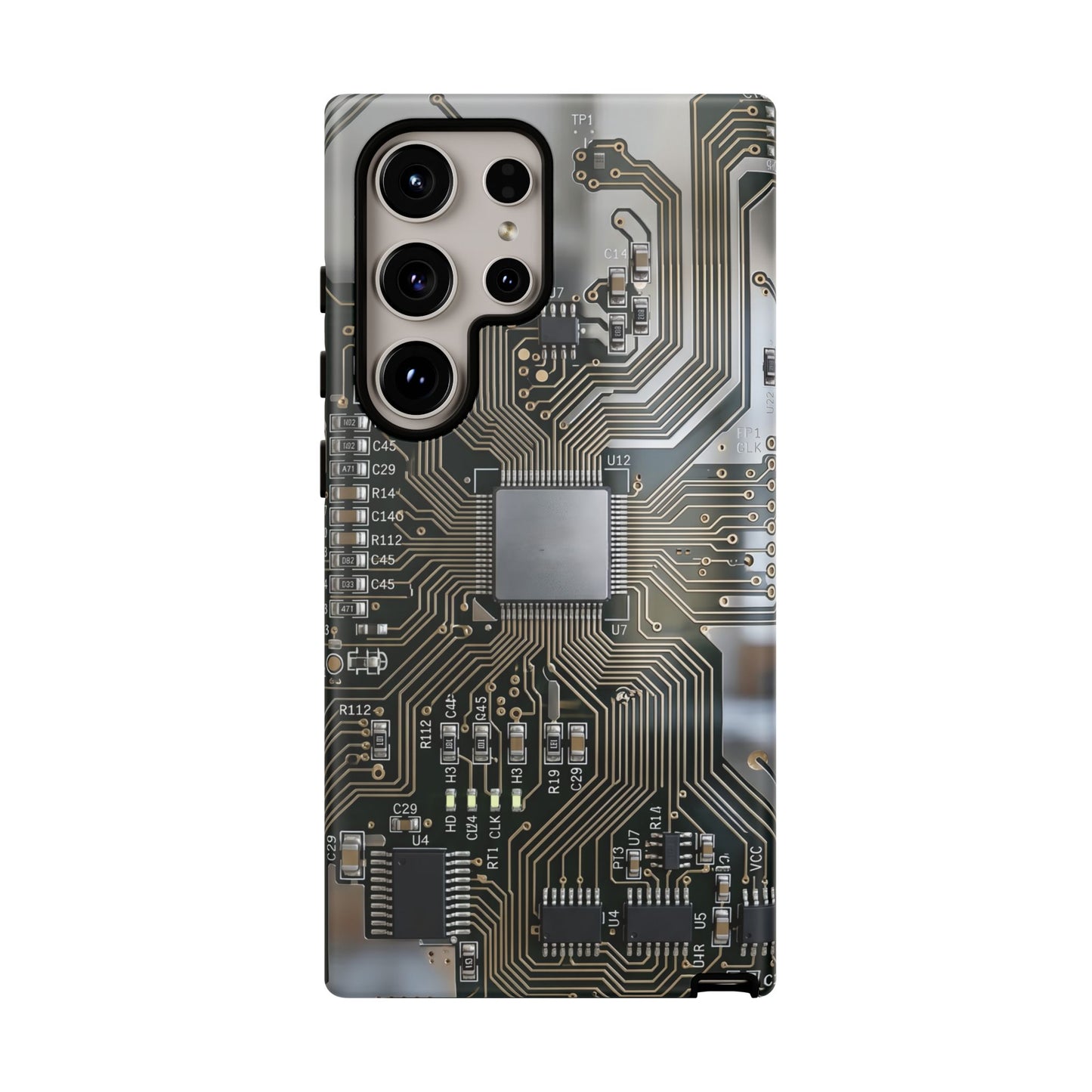 Tough Cases Phone Cases for Samsung Galaxy S25/S24/S23/S22 – Dual Layer, Matte/Glossy Finish, Wireless Charging Compatible, Circuit Board Phone Case — Tech Circuitry Protective Phone Cover