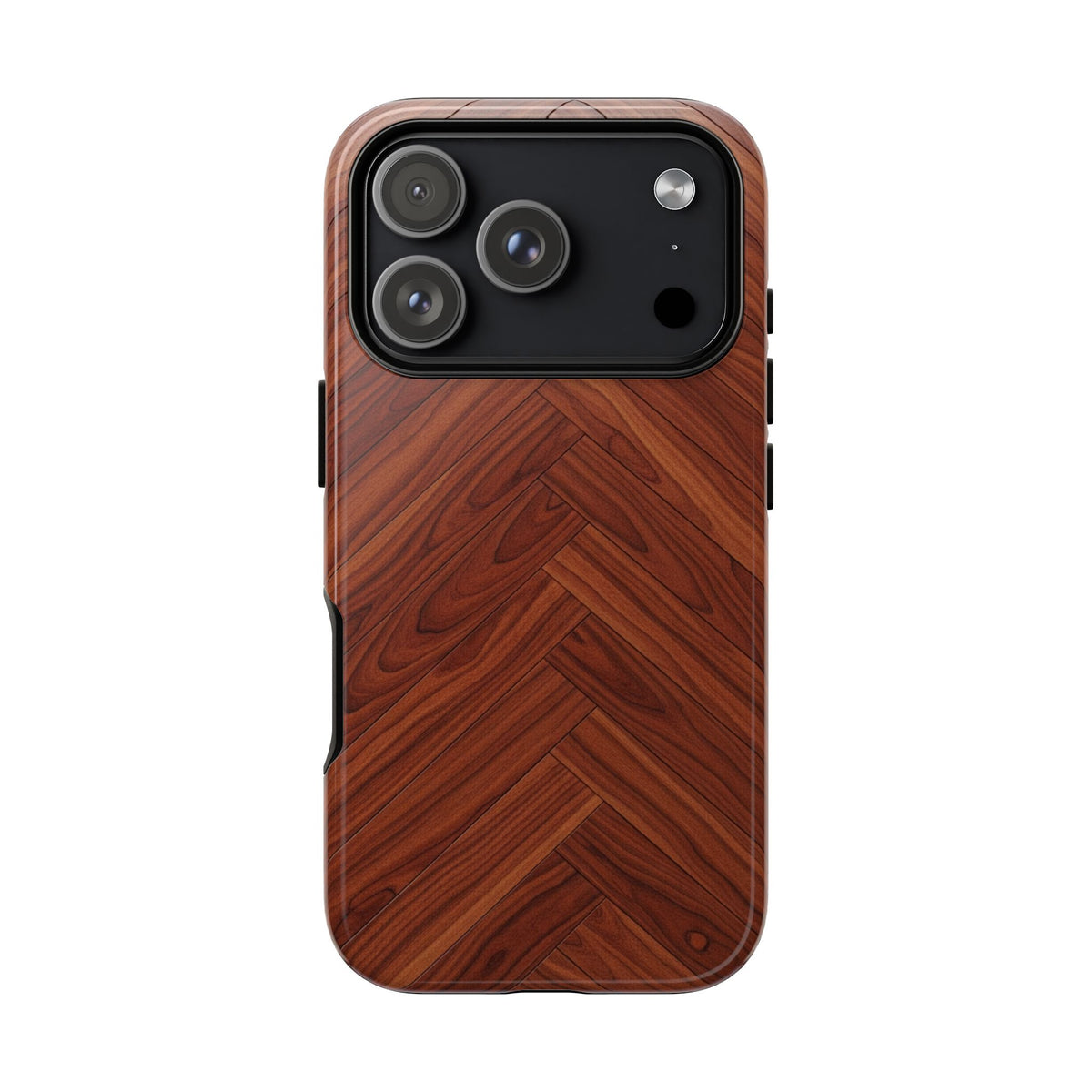 iPhone Tough Cases Phone Cases for iPhone 14\15\16\17 – Dual Layer, Matte/Glossy Finish, Wireless Charging Compatible. Tough Phone Case — Plastic Herringbone Walnut Protective Cover