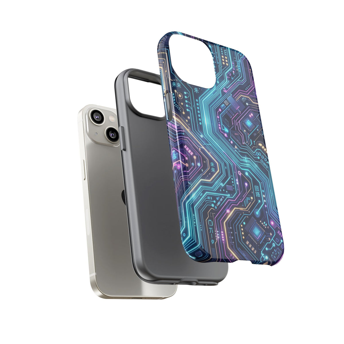 iPhone Tough Cases Phone Cases for iPhone 14\15\16\17\18 – Dual Layer, Matte/Glossy Finish, Wireless Charging Compatible. Tech Circuit Tough Phone Case.