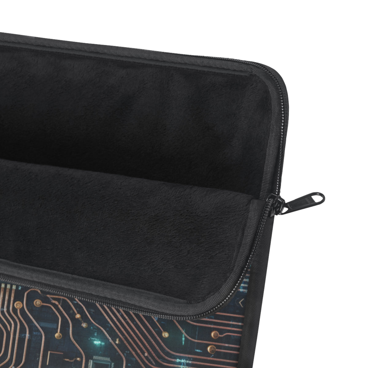 Circuit Board Laptop Sleeve — Tech Microchip Design, printed design evokes the silent hum of processors and data flowing along copper, Tech Accessories