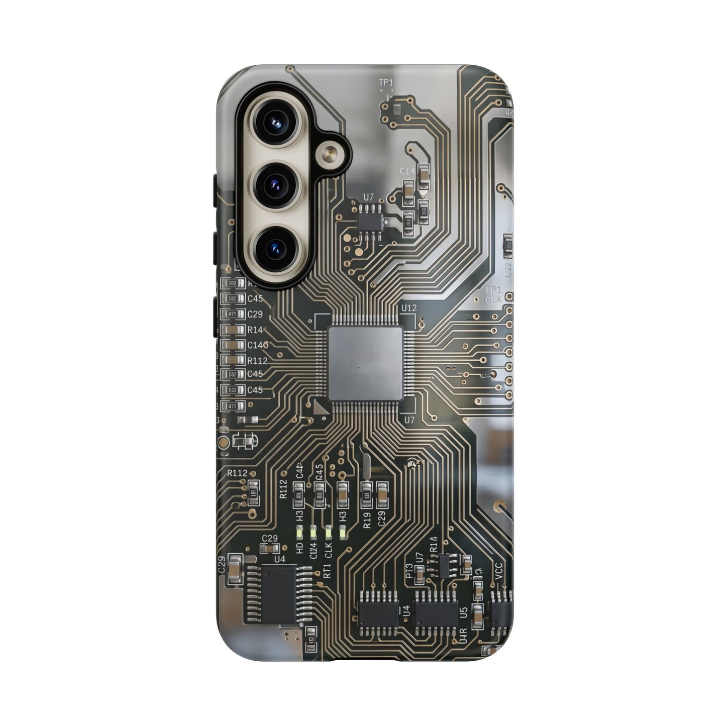 Tough Cases Phone Cases for Samsung Galaxy S25/S24/S23/S22 – Dual Layer, Matte/Glossy Finish, Wireless Charging Compatible, Circuit Board Phone Case — Tech Circuitry Protective Phone Cover