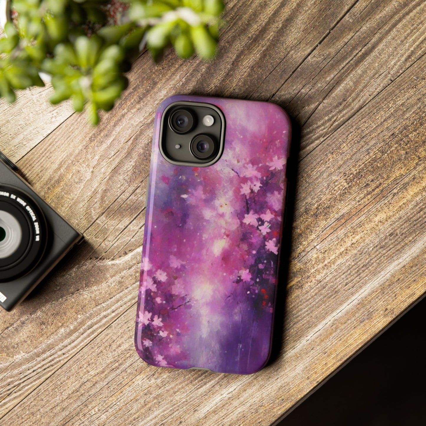 iPhone Tough Case Phone Case for iPhone 14\15\16 – Dual Layer, Matte/Glossy Finish, Wireless Charging Compatible, Cherry Blossom Phone Case